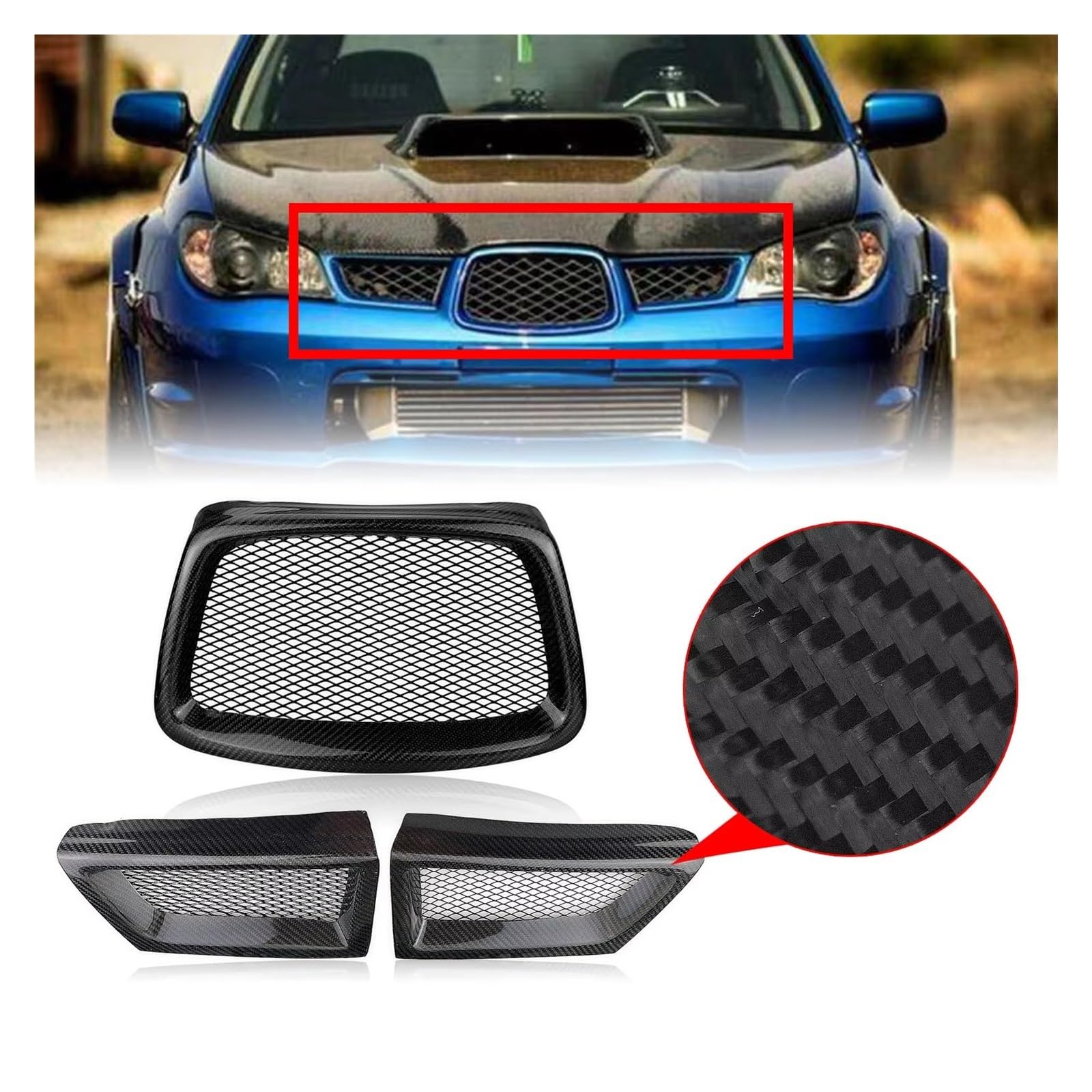 Pour Impreza 9e Génération Pour WRX Pour STI 2006-2007 Calandre Avant Grilles Pare-chocs Supérieur Prise D'air Capot Grilles Calandre Avant