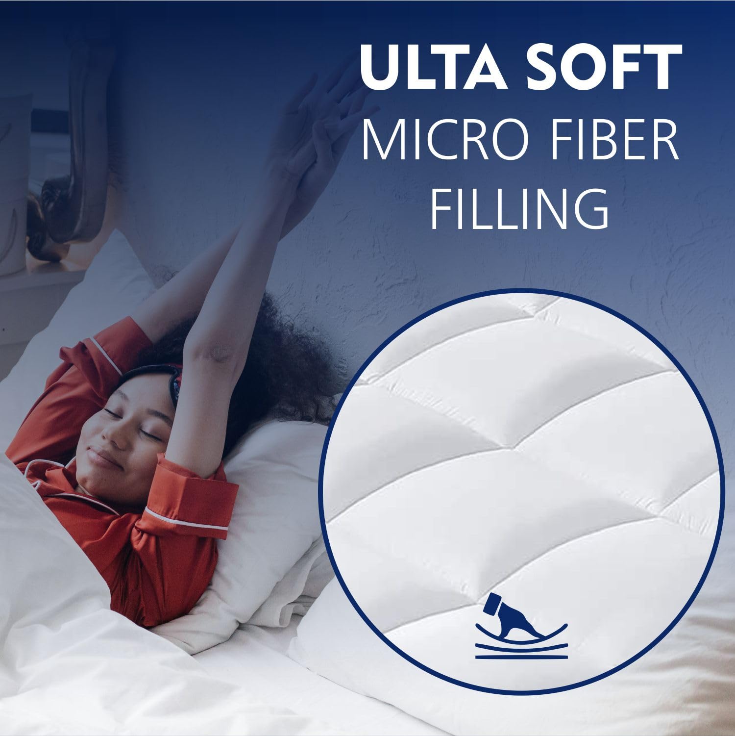 Cubrecolchón de 5 cm de grosor profundo para cama King, ultrasuave, microtela acolchada transpirable con relleno de microfibra súper esponjosa, fibra hueca de 600 g/m² (King 150 x 200 cm)