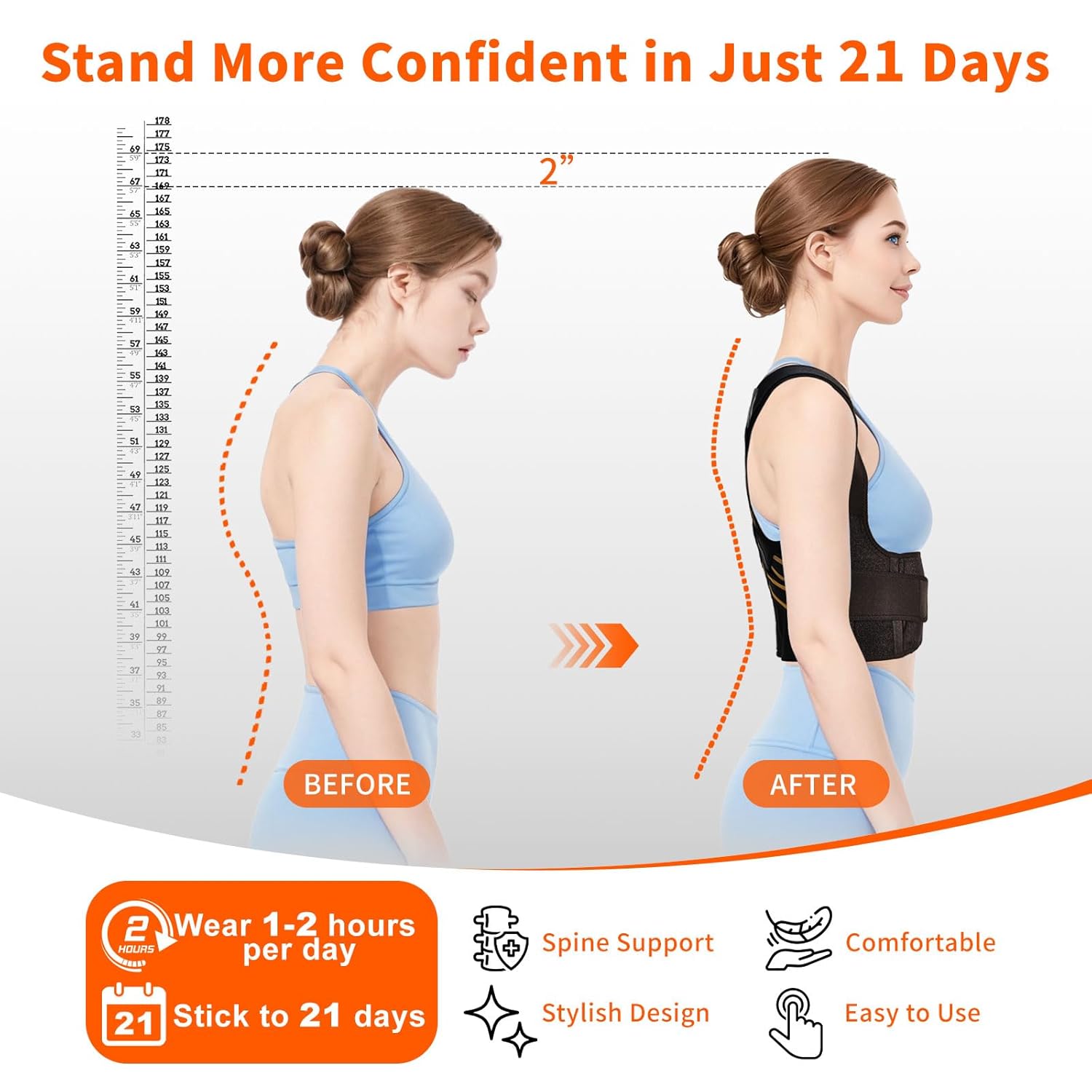 Posture Corrector for Men and Women, Instant Back Straightener, Adjustable Upper Back Brace, Invisible Shoulder Brace Hunchback Corrector for Slouching, Scoliosis, Neck Pain Relief (Medium)