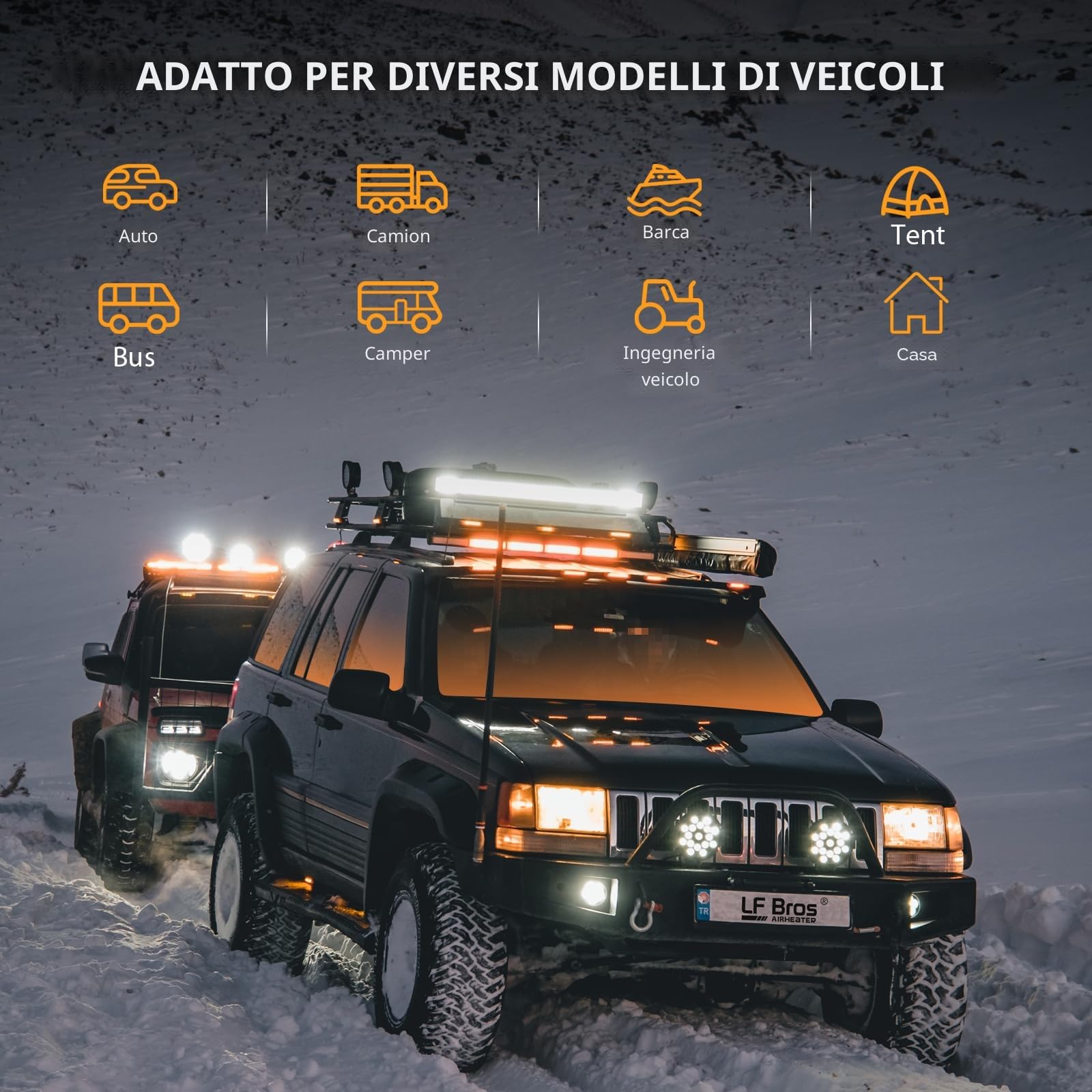LF Bros Riscaldatore Diesel 5kw, 12V/24V/220V Tutto in Uno, Portatile Notturno Con Telecomando per Camper, Van, Tenda, Garage (Bianco)