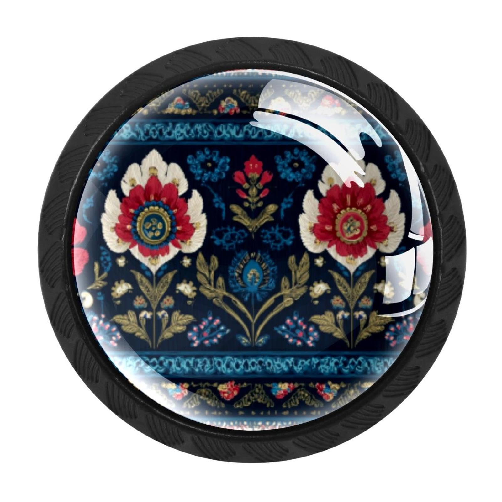 CHENZZZZ 4 Pack Round Cabinet Knobs for Kitchen Bathroom Closet Dresser Cabinets, Motifs African Boho Paisley Floral (24)