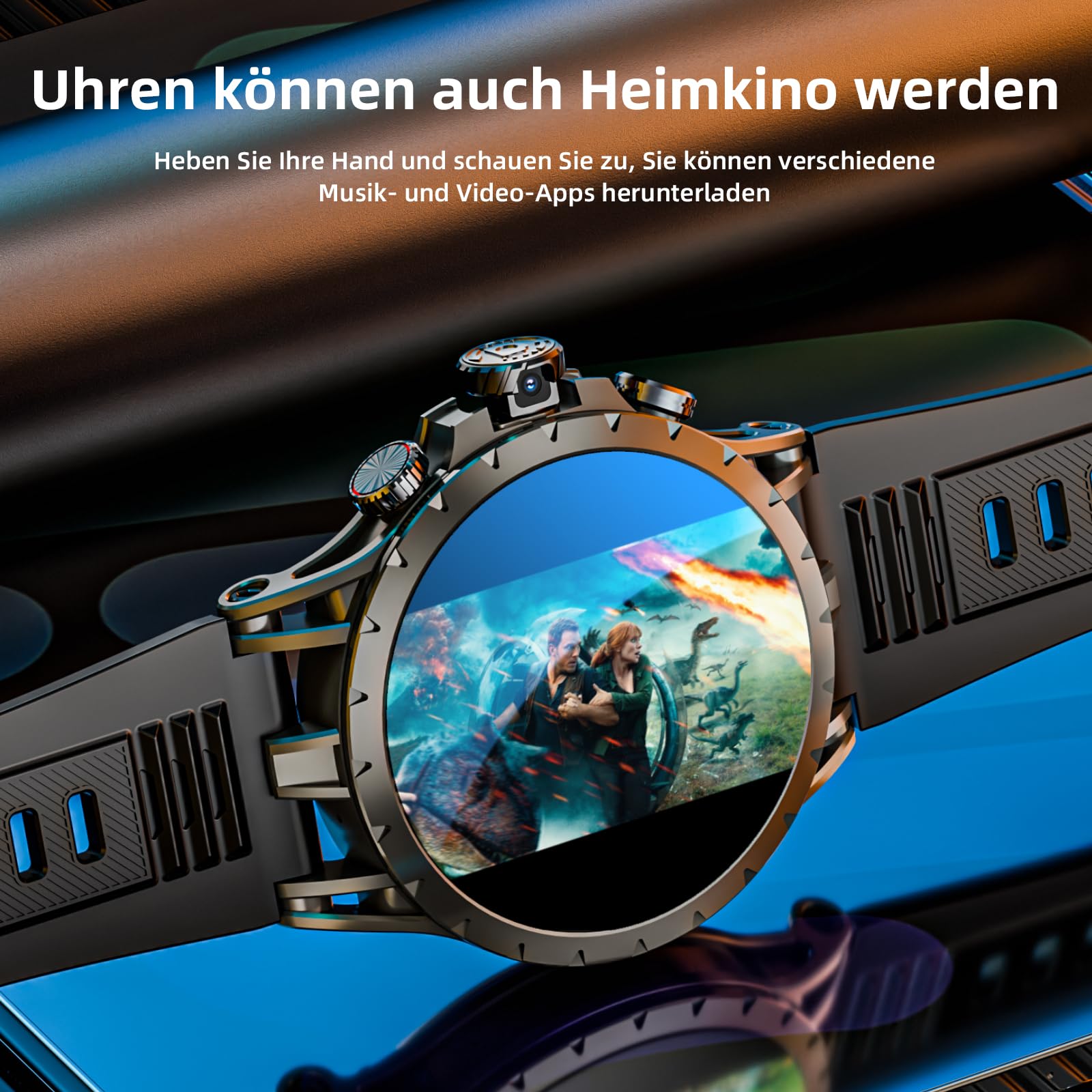 LOKMAT 4G SIM-Karten-Smartwatch, 1,508 Zoll AMOLED-Bildschirm, 3 GB + 32 GB, Smartwatch für Männer und Frauen mit drehbarer Kamera, WiFi, GPS, Android 8.1, Fitness-Aktivitätstracker-Uhr