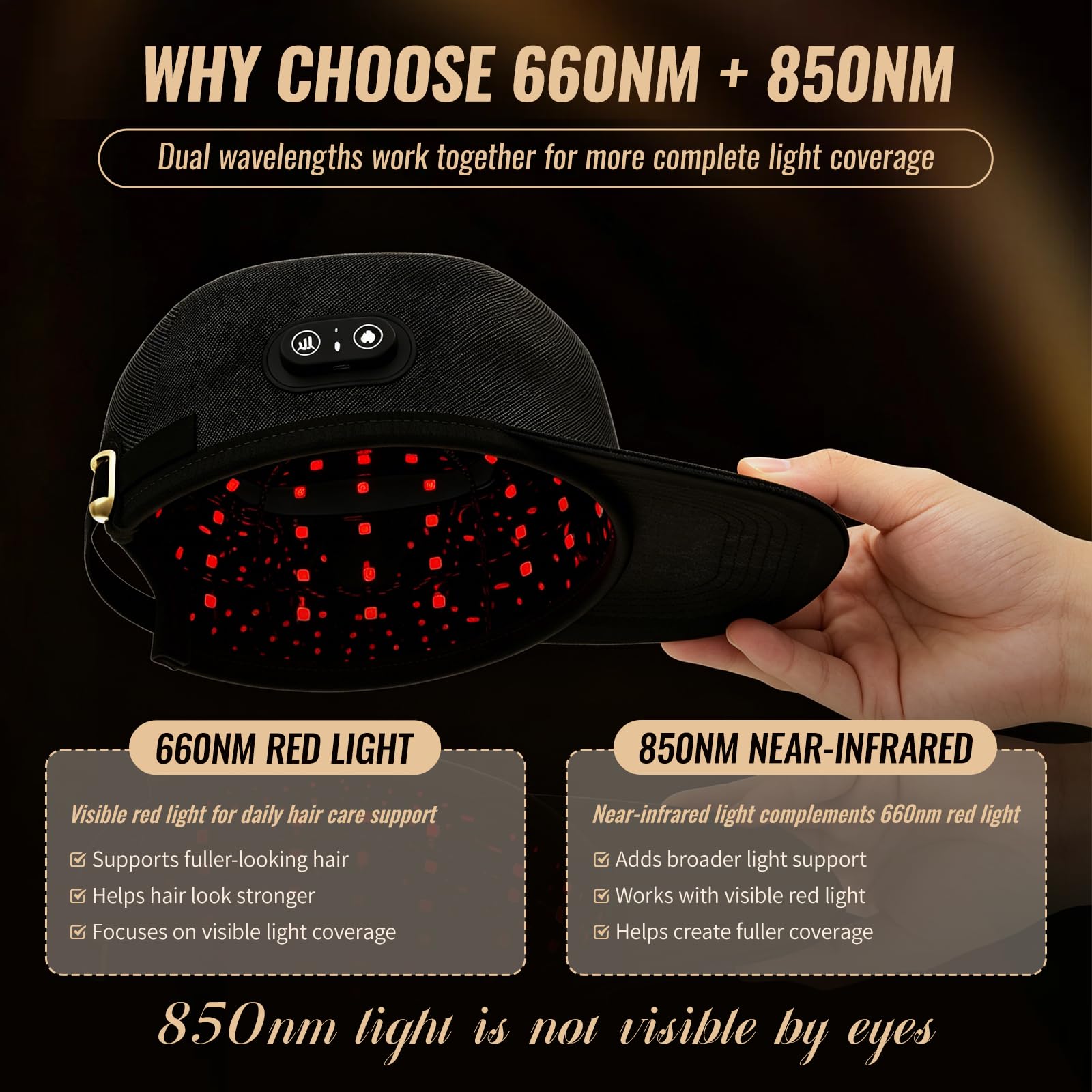 Gorra de Luz Roja para Crecimiento de Cabello, 660nm y 850nm, Inalámbrica, 108 Perlas LED, 3 en 1, 4 Modos y 3 Brillos, para Mujeres y Hombres
