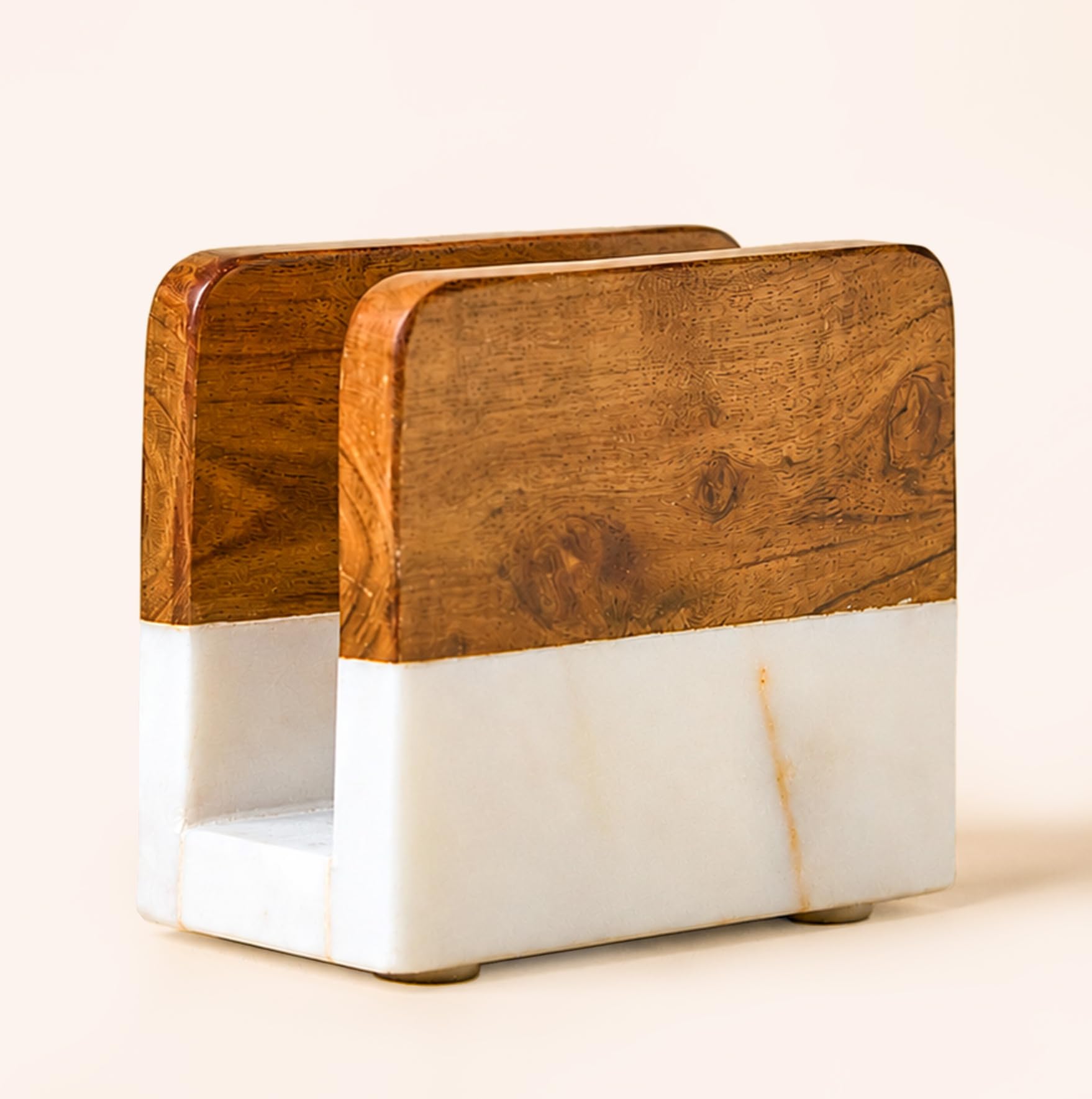 Porte-serviettes en marbre et bois d'acacia au design moderne