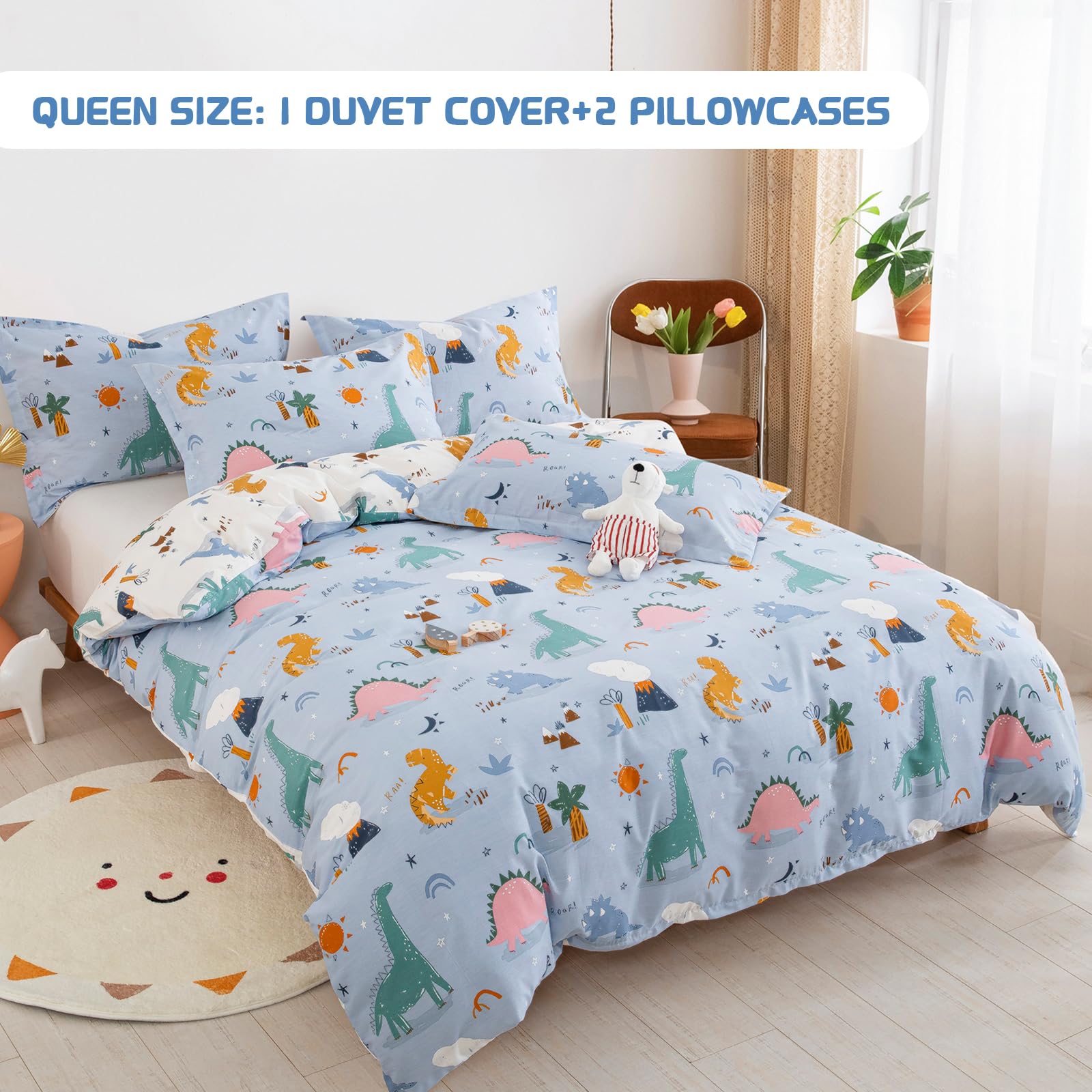 DJY Dinosaur Duvet Cover Set Queen - Image 3