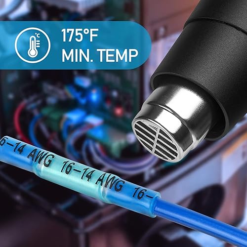 Miniatura 8 de TICONN Kit de conector de cable a tope termorretráctil, 100 unidades, aislados, impermeables, terminales de crimpado de cables eléctricos, empalme a