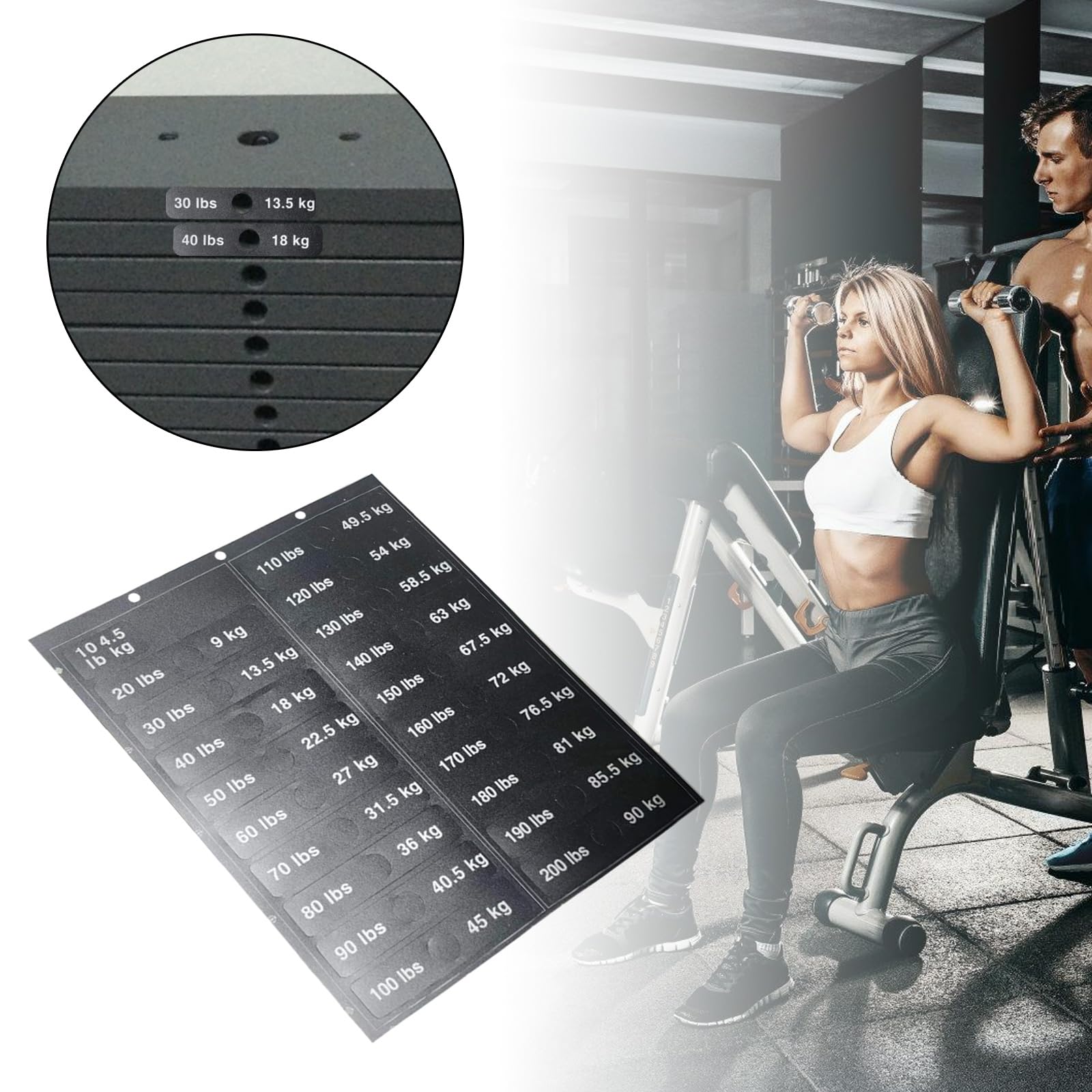Autocollants Poids Gym 4,5 Kg à 90 Kg - Étiquettes Pour Machines De Musculation Et Haltères