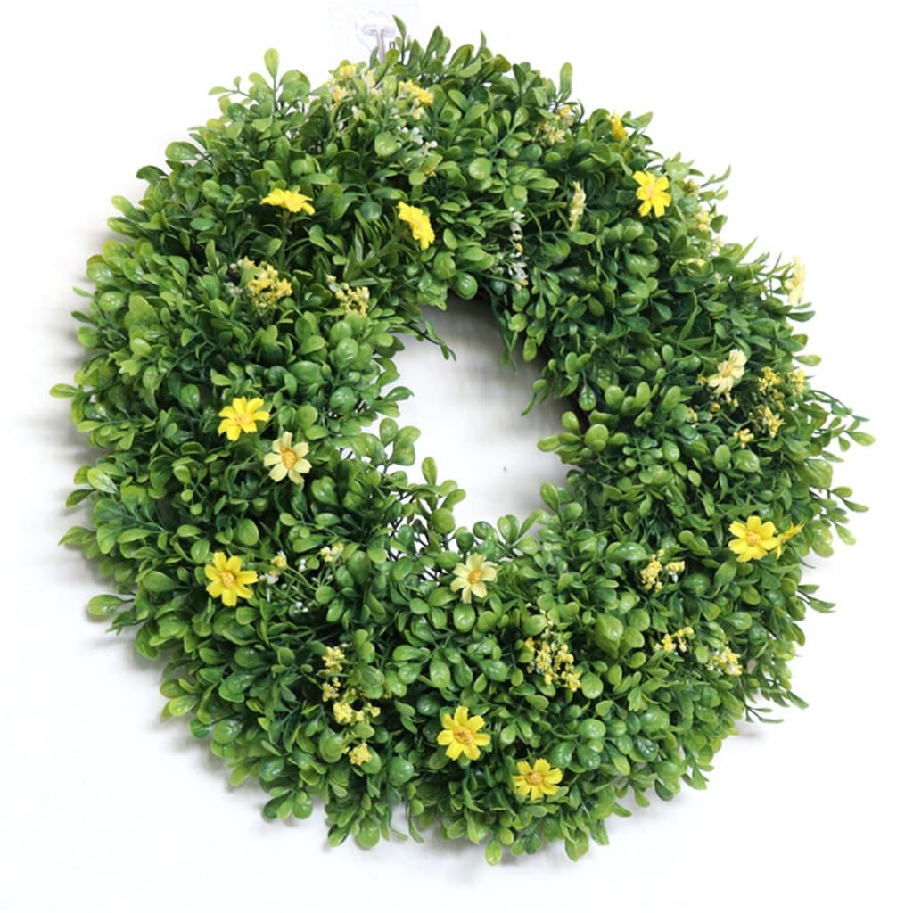 Wieniec Ze Sztucznego Bukszpanu, Dekoracja Domu, Wesele W Stylu Leśnym, Ozdoba Na Drzwi Wejściowe, Z Wiecznie Zielonymi Liśćmi (D 45 * 45CM)