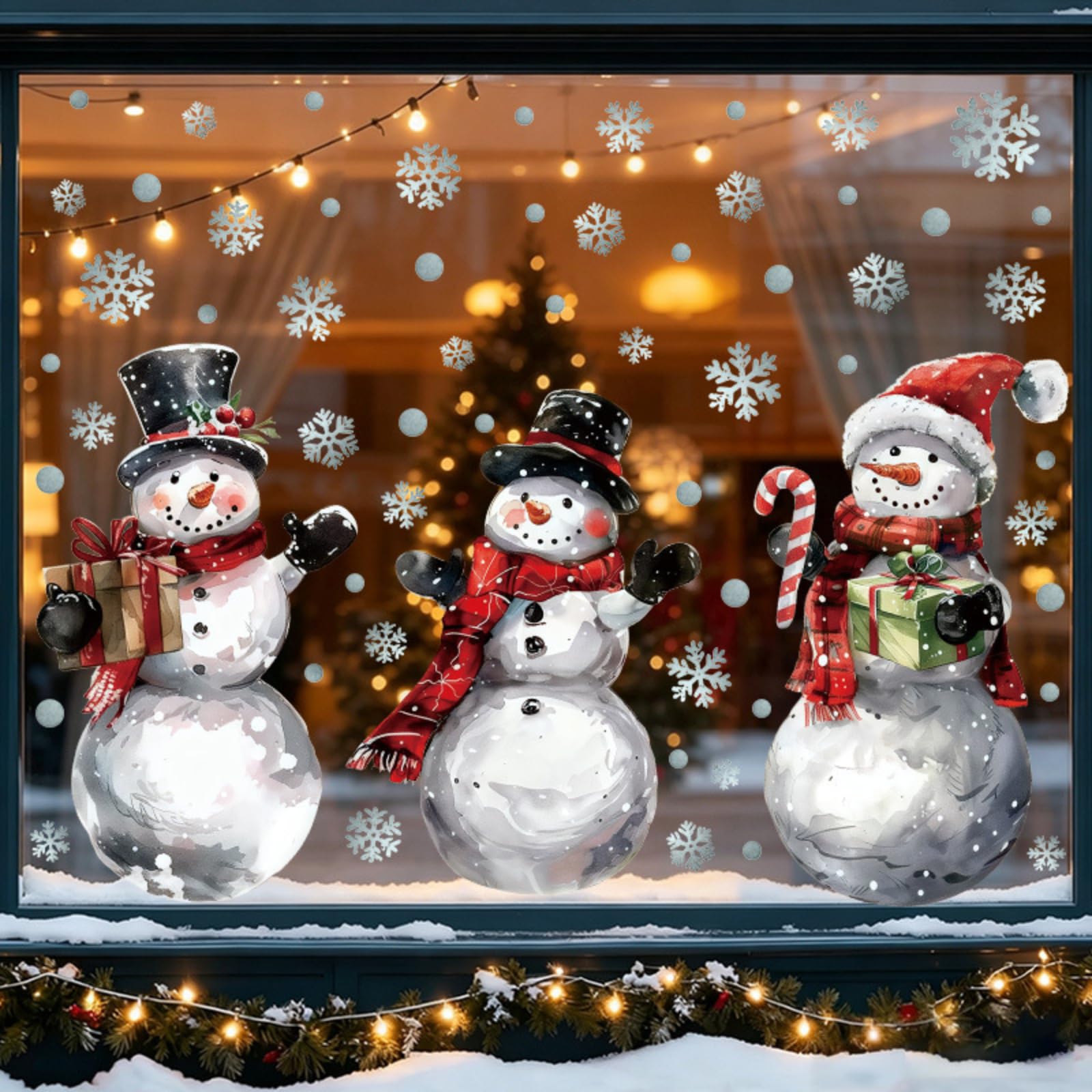 Large Christmas Window Stickers for Glass Reusable Double Sided Decals