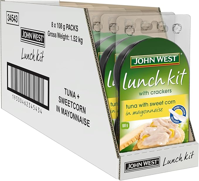 John West Tuna with Sweetcorn in Mayonnaise Lunch Kit with Cracker 8 x
