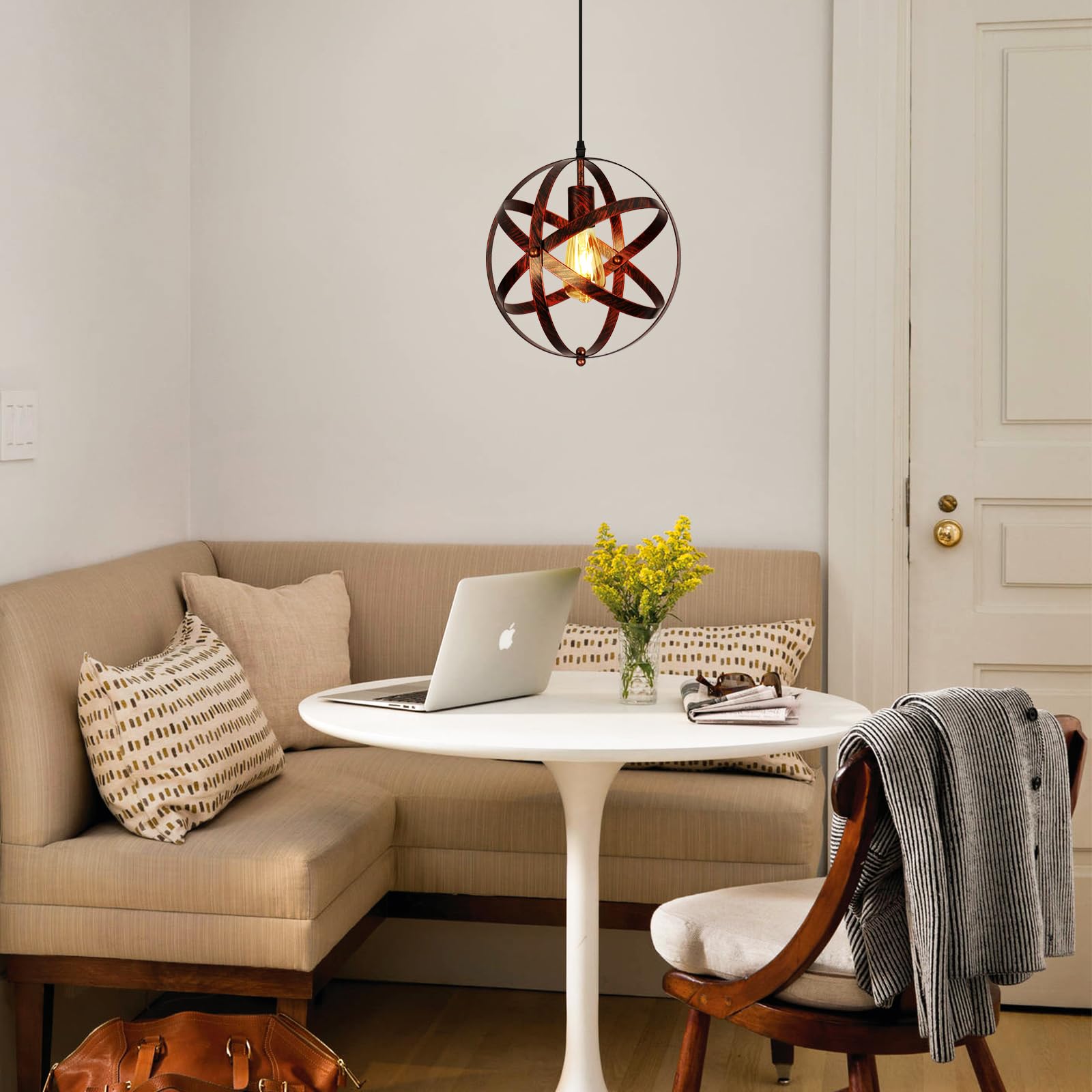 Comely Lampada a Sospensione Vintage, Plafoniera E27 Industriale Cavo Regolabile, Lampadario LED Sospensione Moderno per Sala da Pranzo, Cucina, Soggiorno, Bar, Camera da Letto, 30 cm