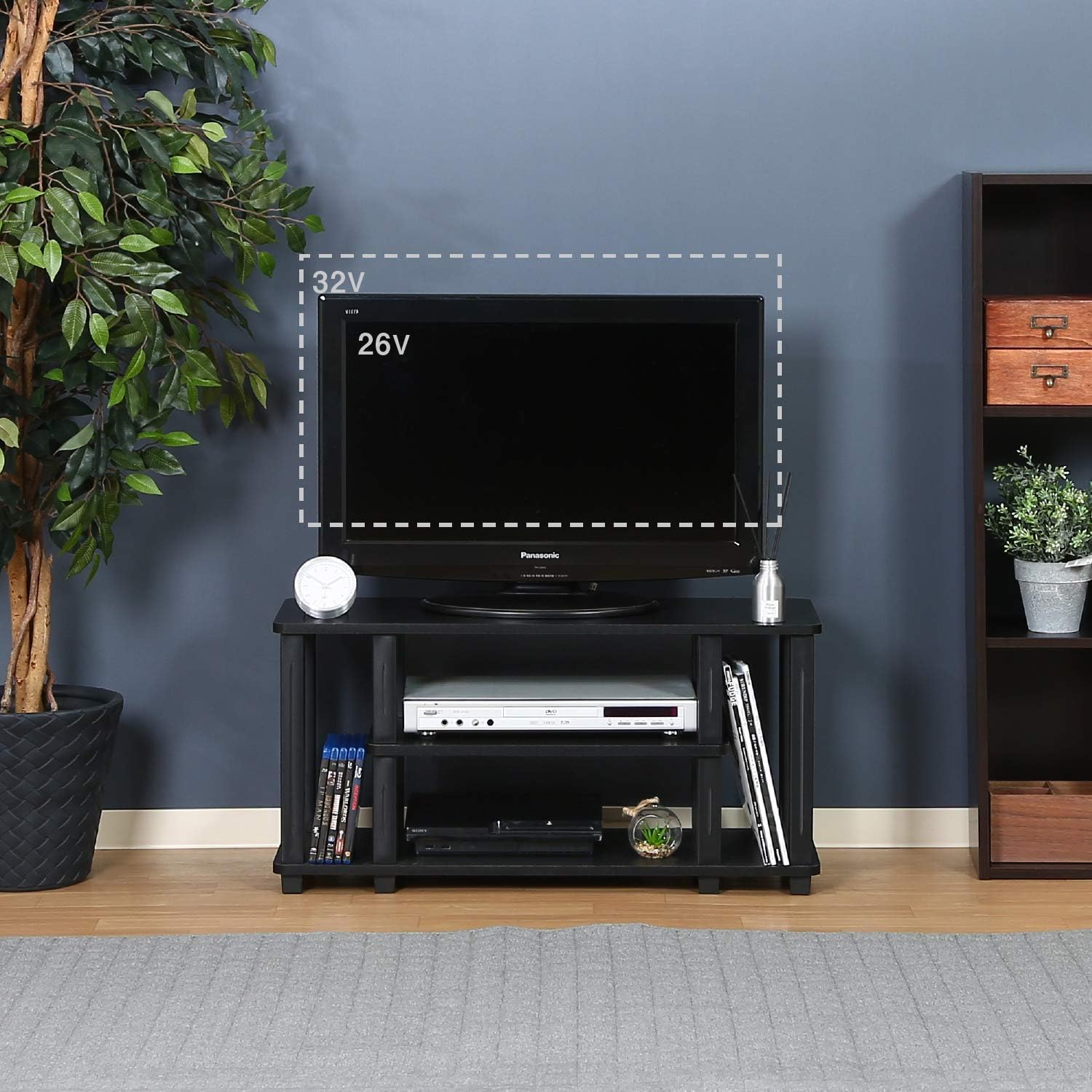 不二貿易(Fujiboeki) Fuji Boeki 99912 TV Stand, Compatible with 32 Models, Low Type, Width 31.5 inches (80 cm), Brown, Black, Lightweight, Easy Assembly : Home & Kitchen