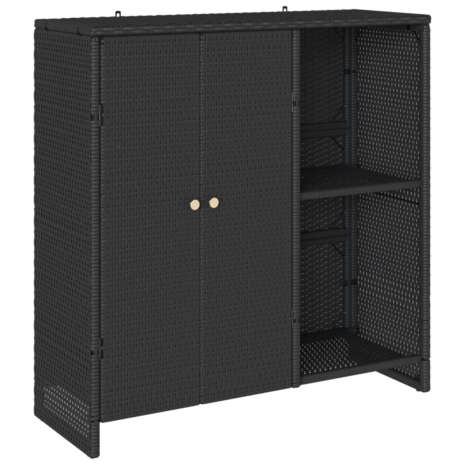 vidaXL Aufbewahrungsschrank mit Regal Schwarz 100 x 36 x 102 cm Rattan, Eleganter Wohnzimmer-Speicher, praktischer Rattan-Schrank, moderner Multi-Organizer für Innenräume