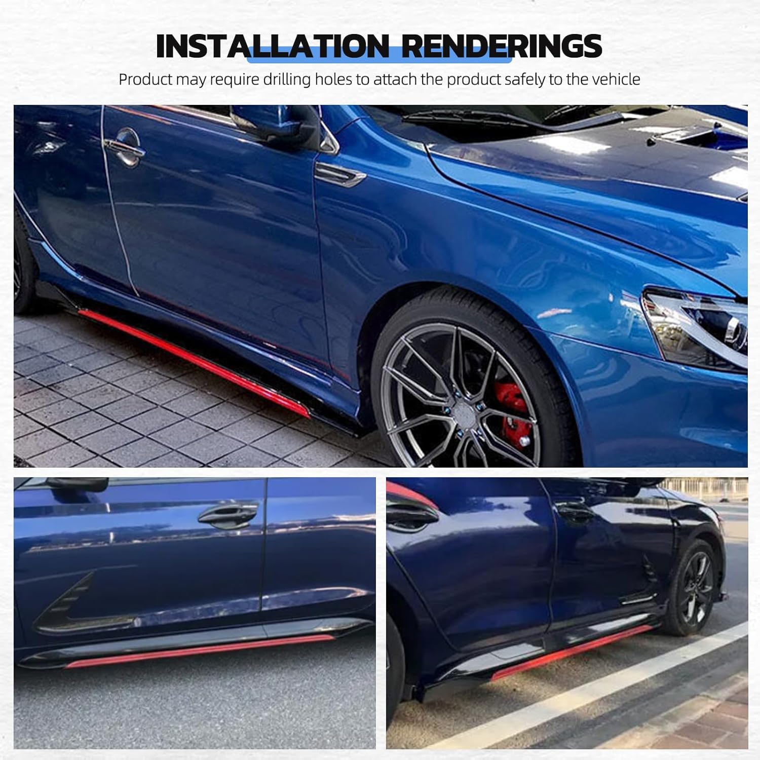 2PCS Universal Car Side Skirts, 86.6" Side Skirts Extension Splitter Lip, Car Rocker Panels Side Skirt Body Kit, Compatible with Honda Civic Toyota Corolla Nissan Altima VW Chevrolet Camaro