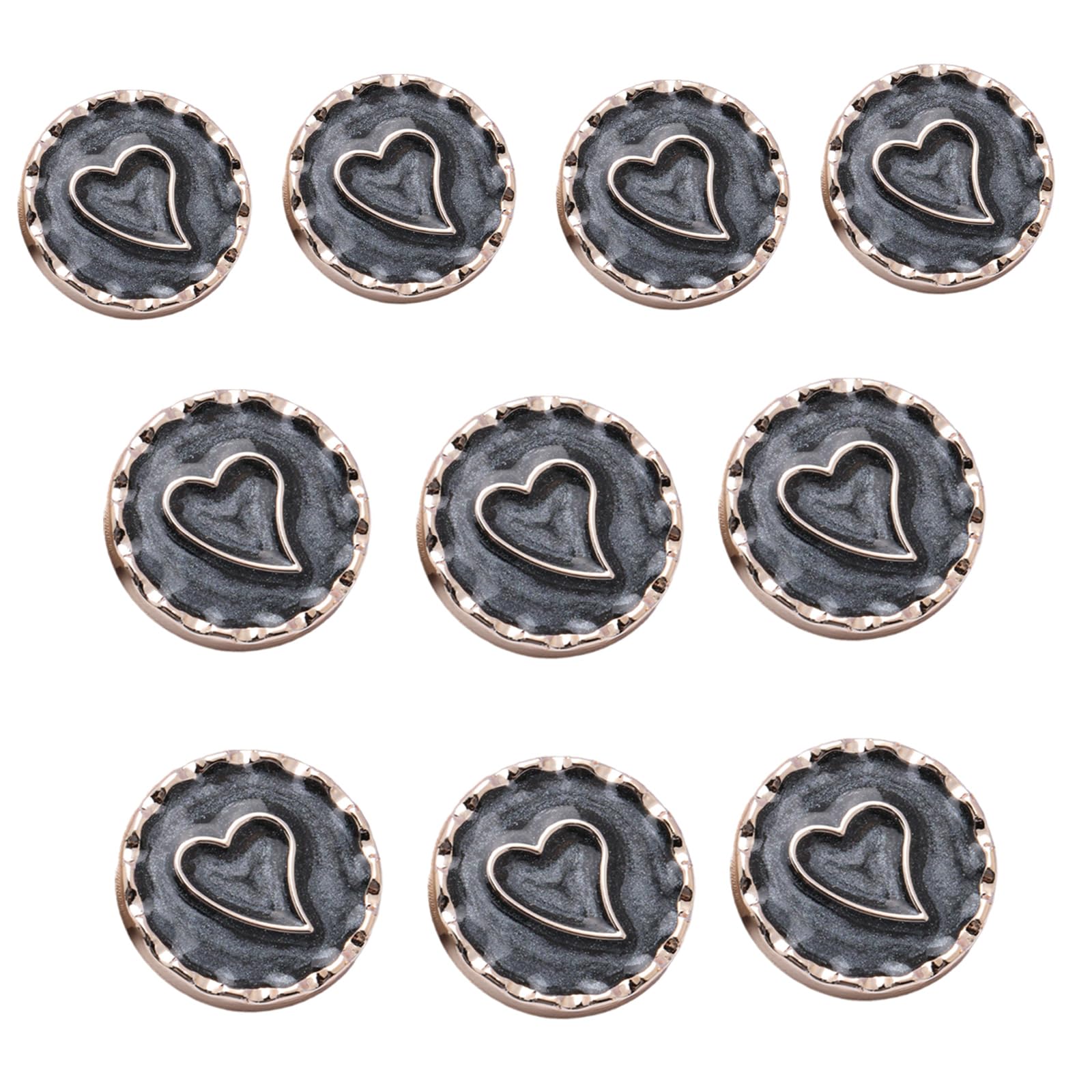ZWWAAZHF 10Pcs Sewing Craft Button Round Metal Button with Hole for Sewing Craft Coat Clothes Decoration Knitting Dressmaking Heart for