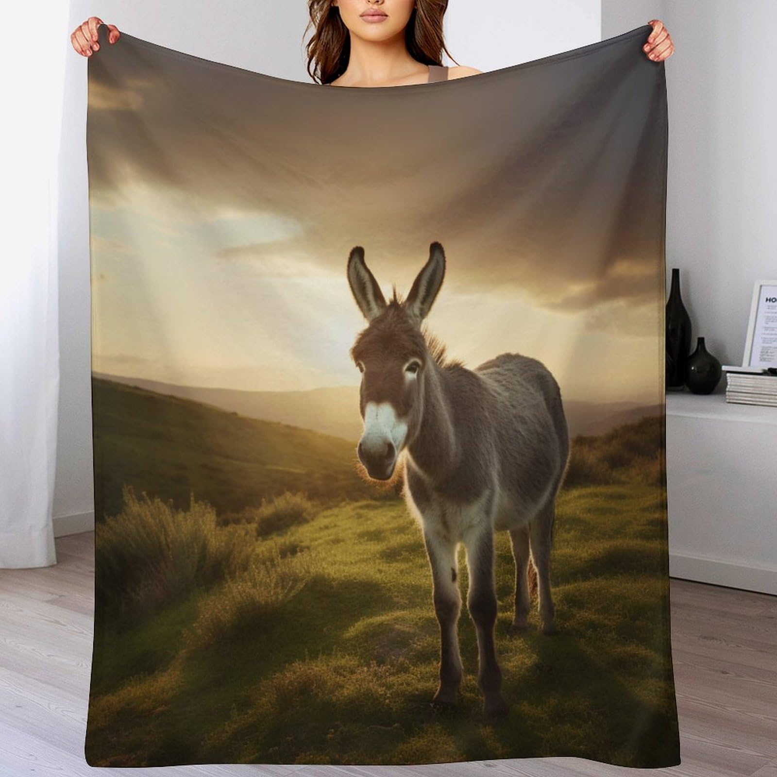 GGJJTT Donkey Throw Blanket Soft Lightweight Blanket Breathable And Moisture Absorption for All Season for Couch/Bed, 140×180cm