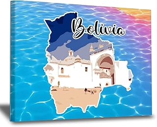 WoGuangis Bolivia Canvas Poster Artwork Bolivia Landscapes Cityscape Wall Art Painting Canvas Print Bolivia Flag Country National Wall Print for Living Room Bedroom Kitchen 8x12in