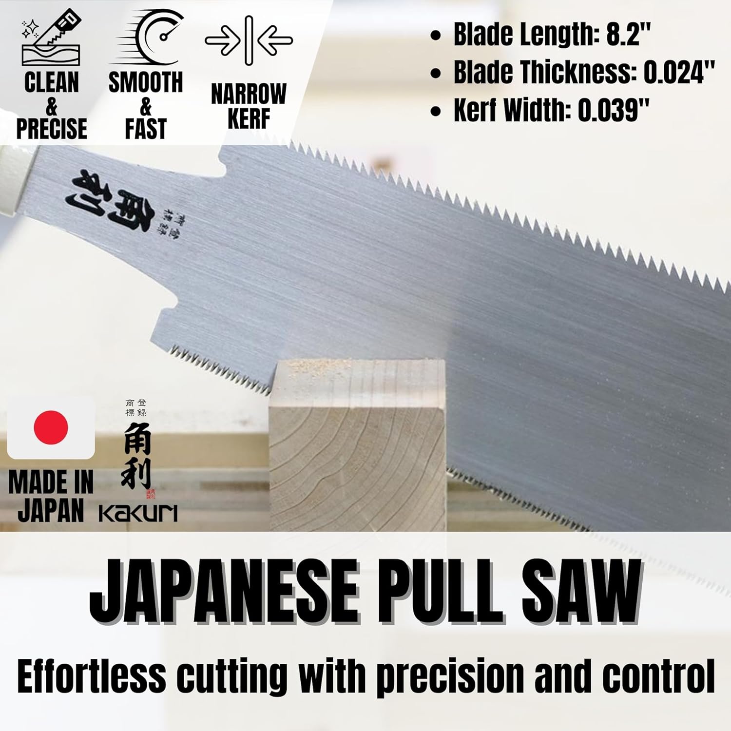 KAKURI Japanese Pull Saw 8.2" for Woodworking - Ryoba Double Edge Hand Saw with Blade Cover for Rip & Crosscut - Heavy Duty Fixed Blade - Made in Japan