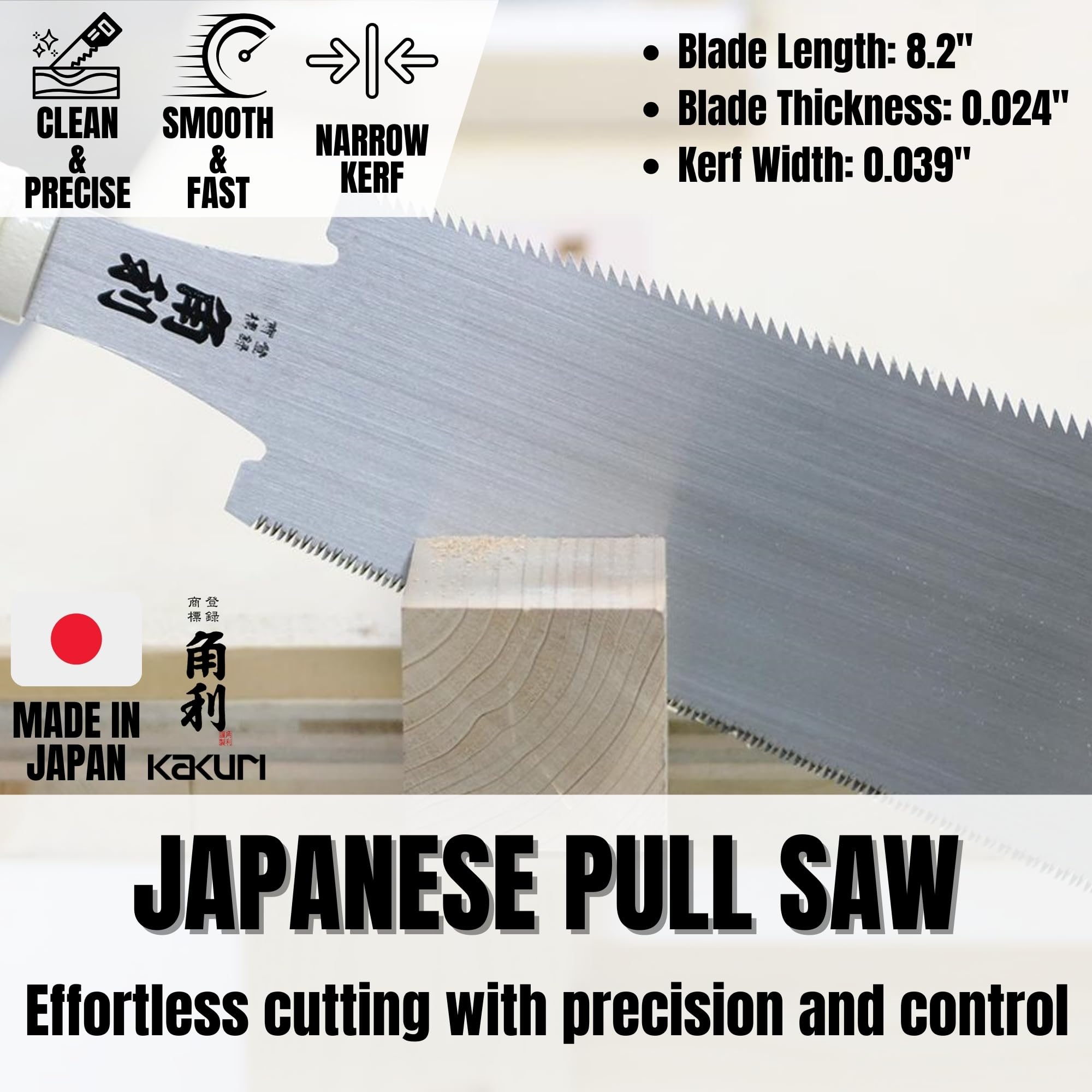 KAKURI Sierra de tracción japonesa de 8.2 pulgadas para carpintería, sierra de mano Ryoba de doble filo con cubierta de hoja para rasgaduras y corte transversal, hoja fija resistente, fabricada en