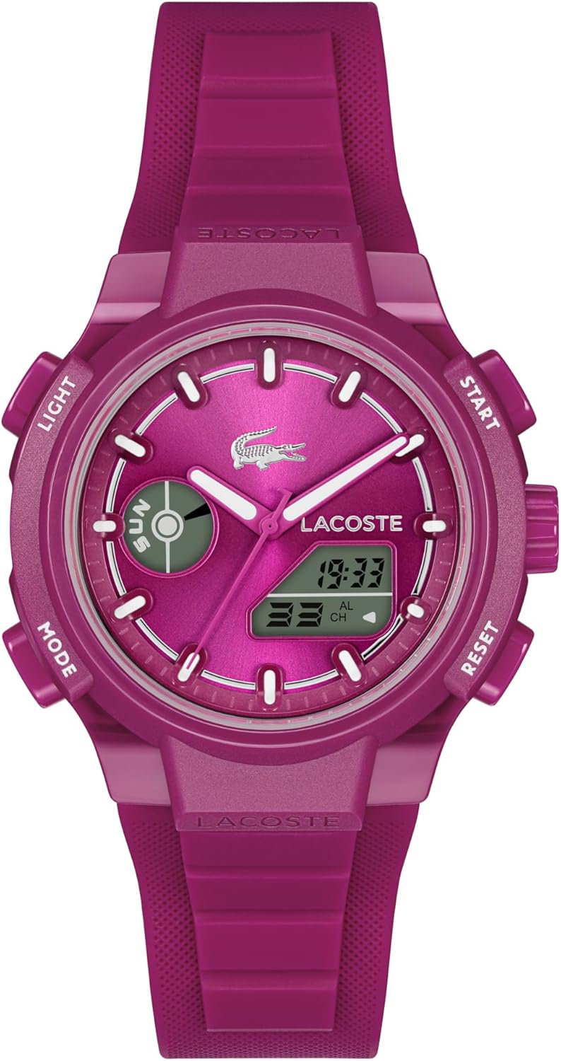 Lacoste LC33 40mm Women’s Analog-Digital Watch – TR90 Case – Silicone Strap – Multi-Function Display with Stopwatch and Timer