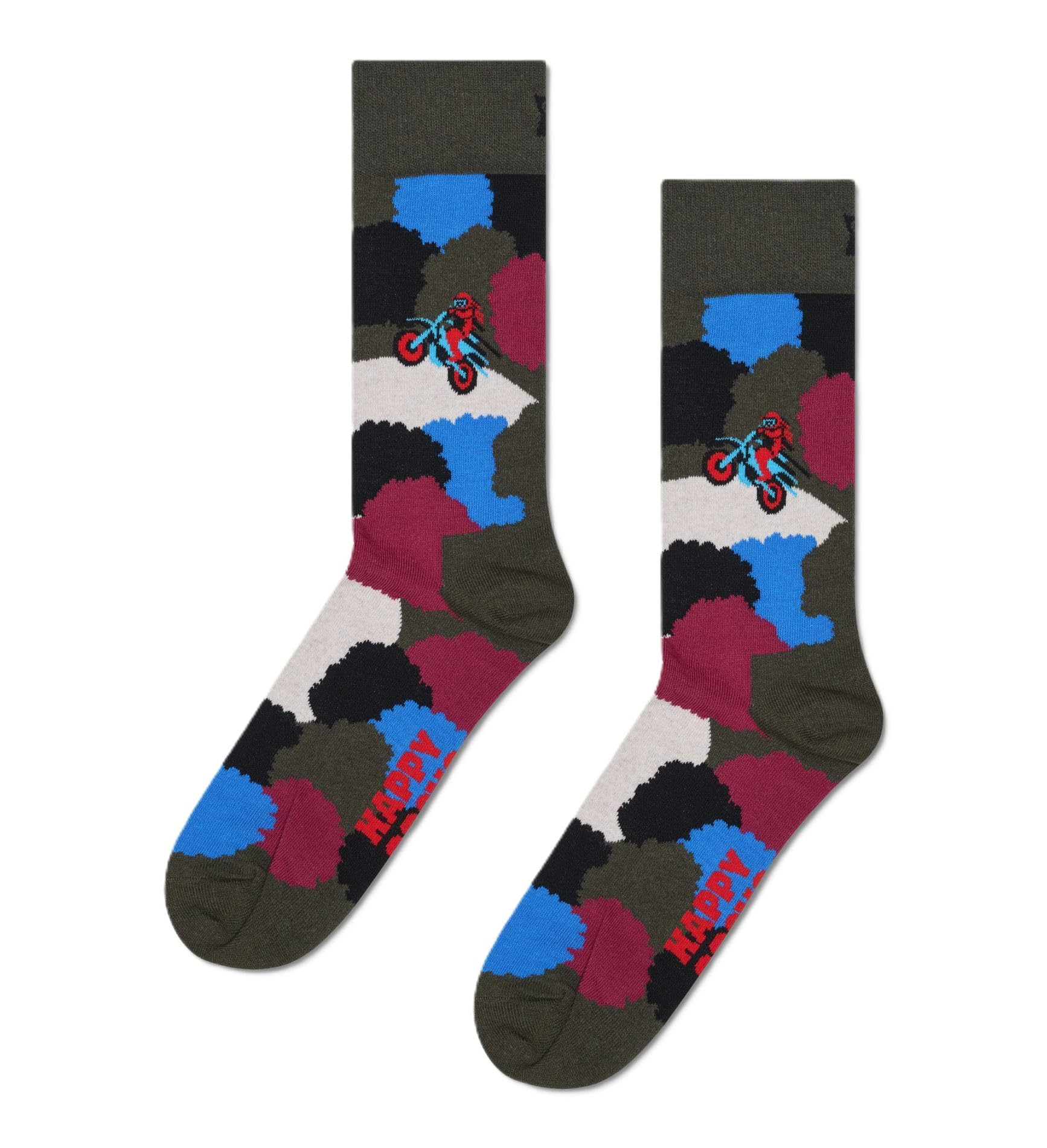 Happy Socks Motor Bike Speed Sock, Dark Green, 41-46