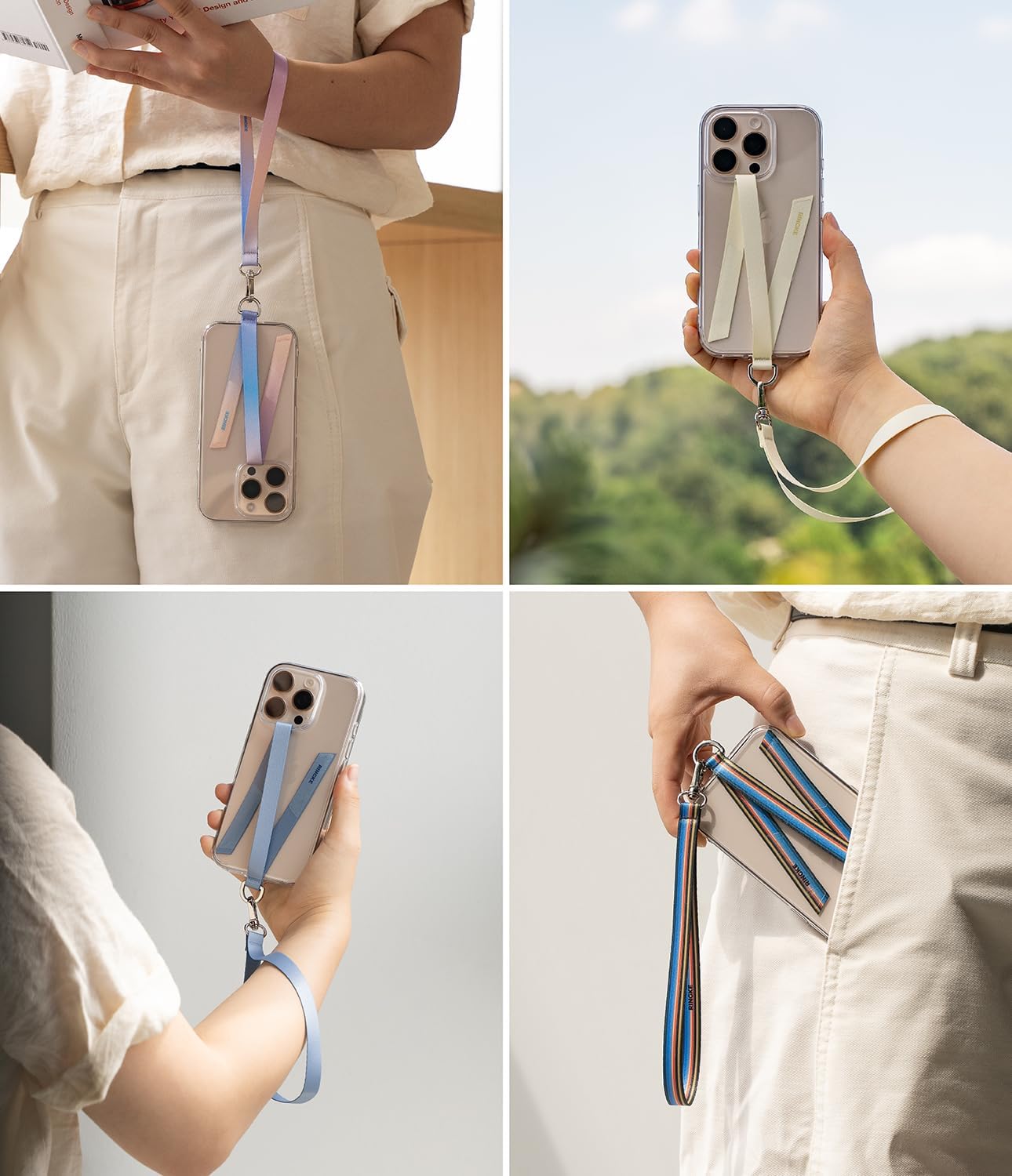 Ringke Band D Ring Hand Hook Phone Strap, Phone Grip for Women, Slim Lightweight Cute Universal Holder Designed for iPhone, Galaxy, Pixel Case - Urban Blue