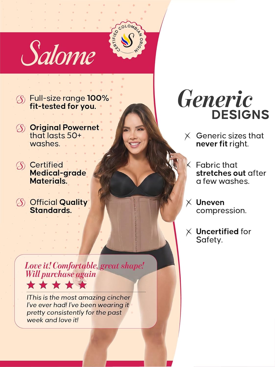 Salome 315-1-CCB Waist Shaper for Women Fajas Cinturillas Colombianas Reductoras y Moldeadoras