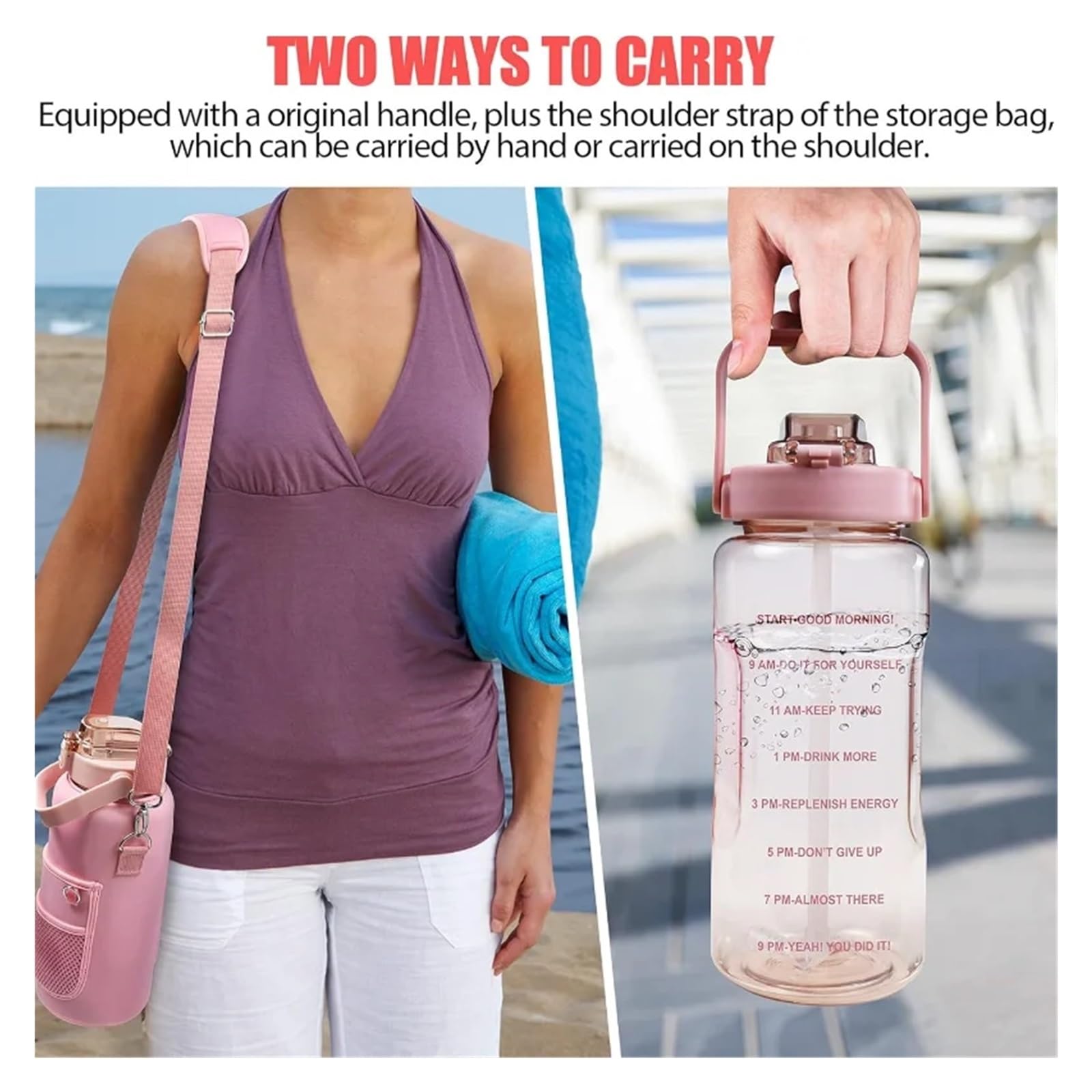 Trinkflaschenhalter 2 l (64 oz) Sport-Wasserflaschenhülle, isolierte Becherhaltertasche mit schrägem Riemen for Fitness, Fitnessstudio, Outdoor-Sport