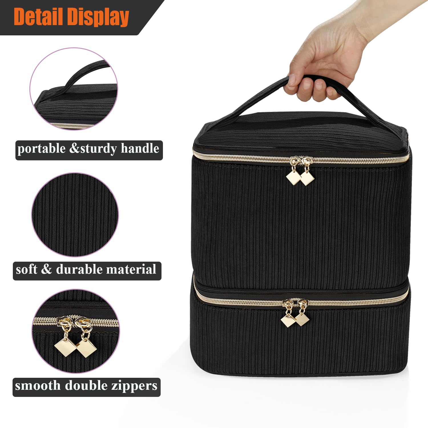 CTWWFS Organizador de esmalte de uñas y estuche para lámpara de uñas, organizador de kit de uñas con capacidad para 30 botellas (15 ml) y una lámpara de uñas, estuche de transporte de esmalte de uñas