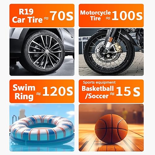 Miniatura 7 de Inflador de neumáticos, compresor de aire portátil, compresor de aire para neumáticos de automóvil, motocicleta, bicicleta, inflador de neumáticos