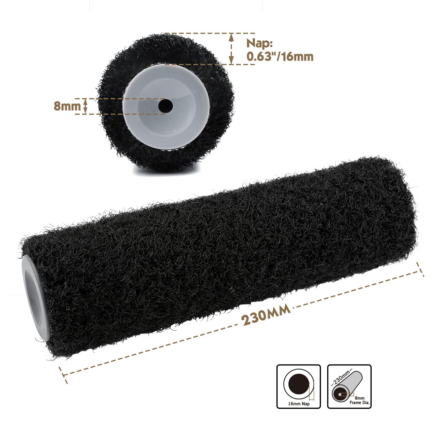 ROLLINGDOG 9 Inch Drywall Skimming Roller Set, Includes 8mm Frame & 2X 230mm Compound Covers - Image 3