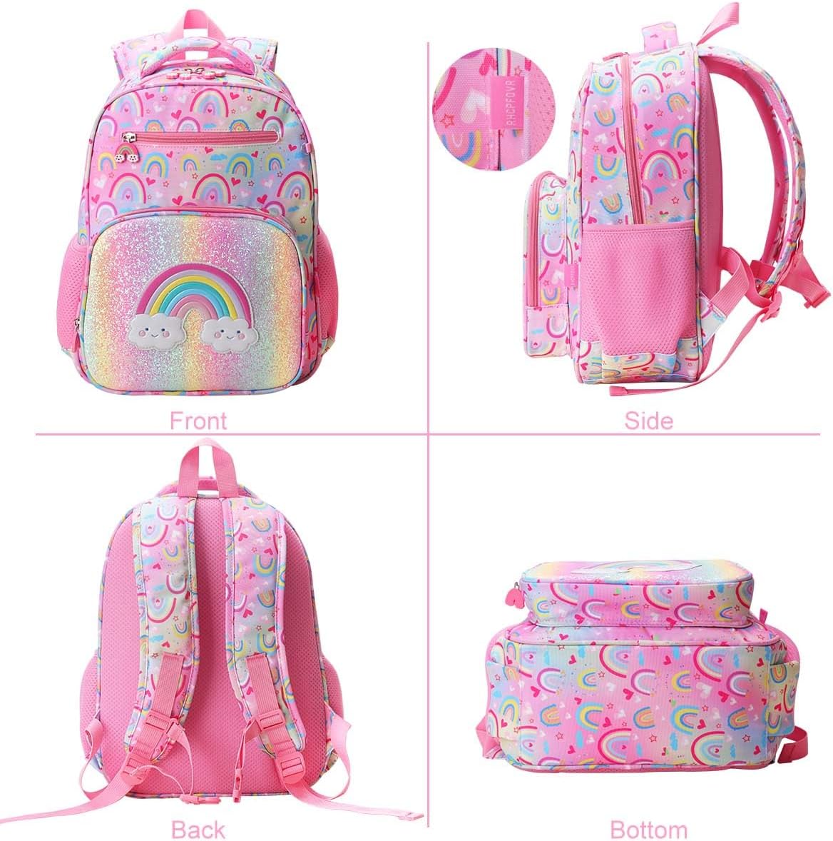 RHCPFOVR Girls Backpack for Elementary School, Backpack for Girls 5-8, Lightweight Kids Backpacks - Image 8
