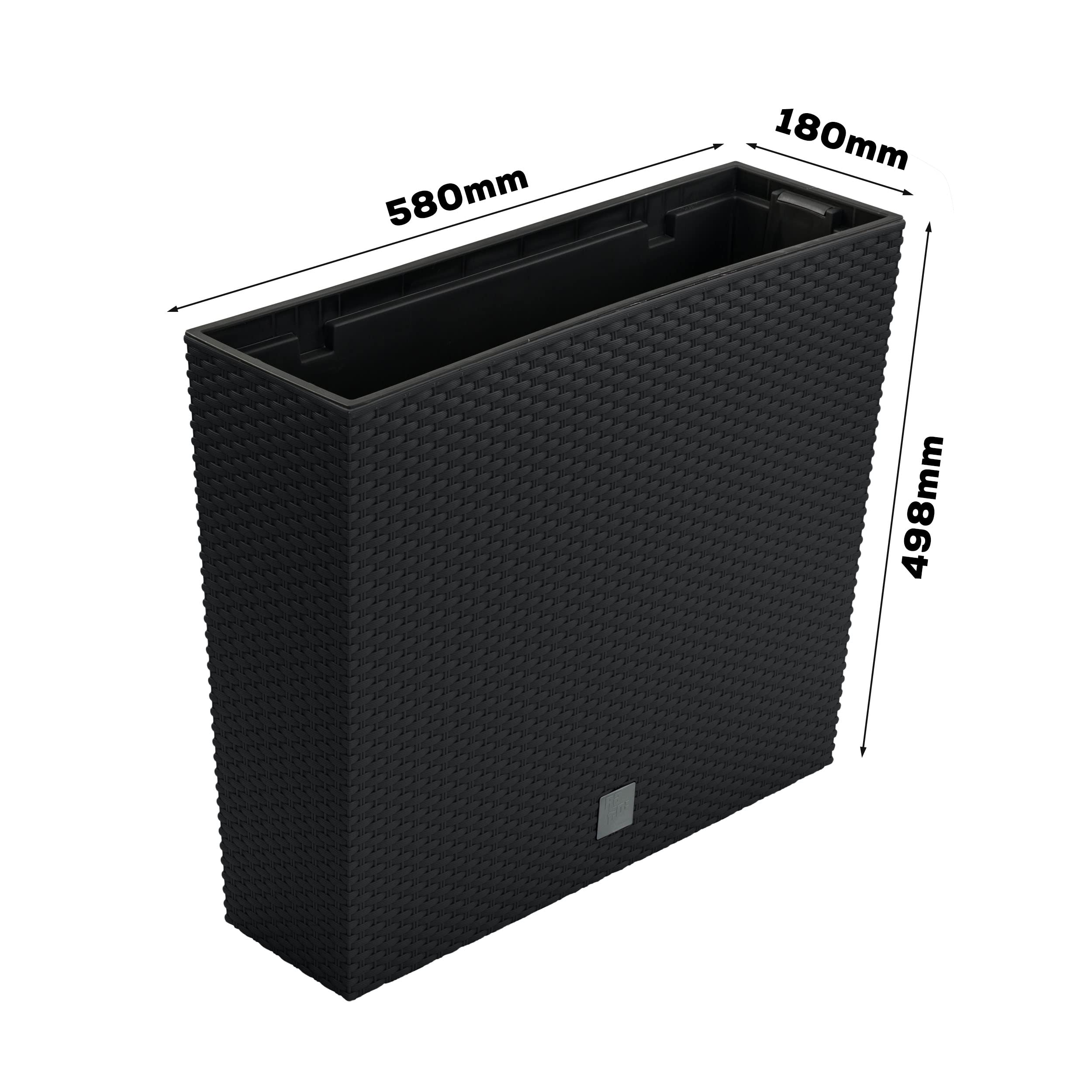 botle Jardinière de Balcon - 58 x 18 x 50 cm - Aspect rotin Anthracite
