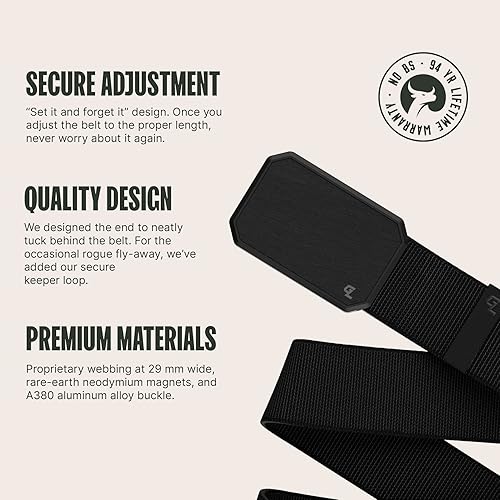 Miniatura 2 de Groove Life - Cinturón de nailon elástico para hombre con hebilla magnética de aluminio