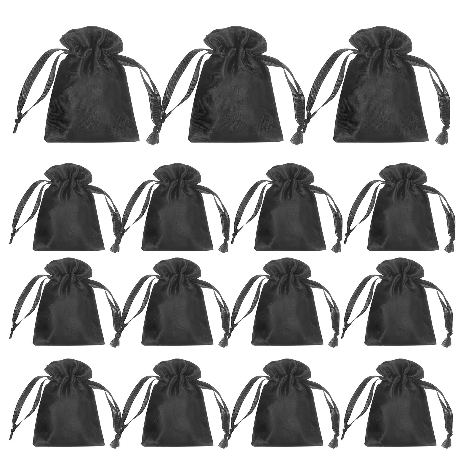 uxcell 15pcs Black Satin Gift Bags with Drawstring, 4.7" x 3.5" Party Favor Bags Wedding Favor Bags Jewelry Drawstring Pouch Mini Gift Wrap Bags for