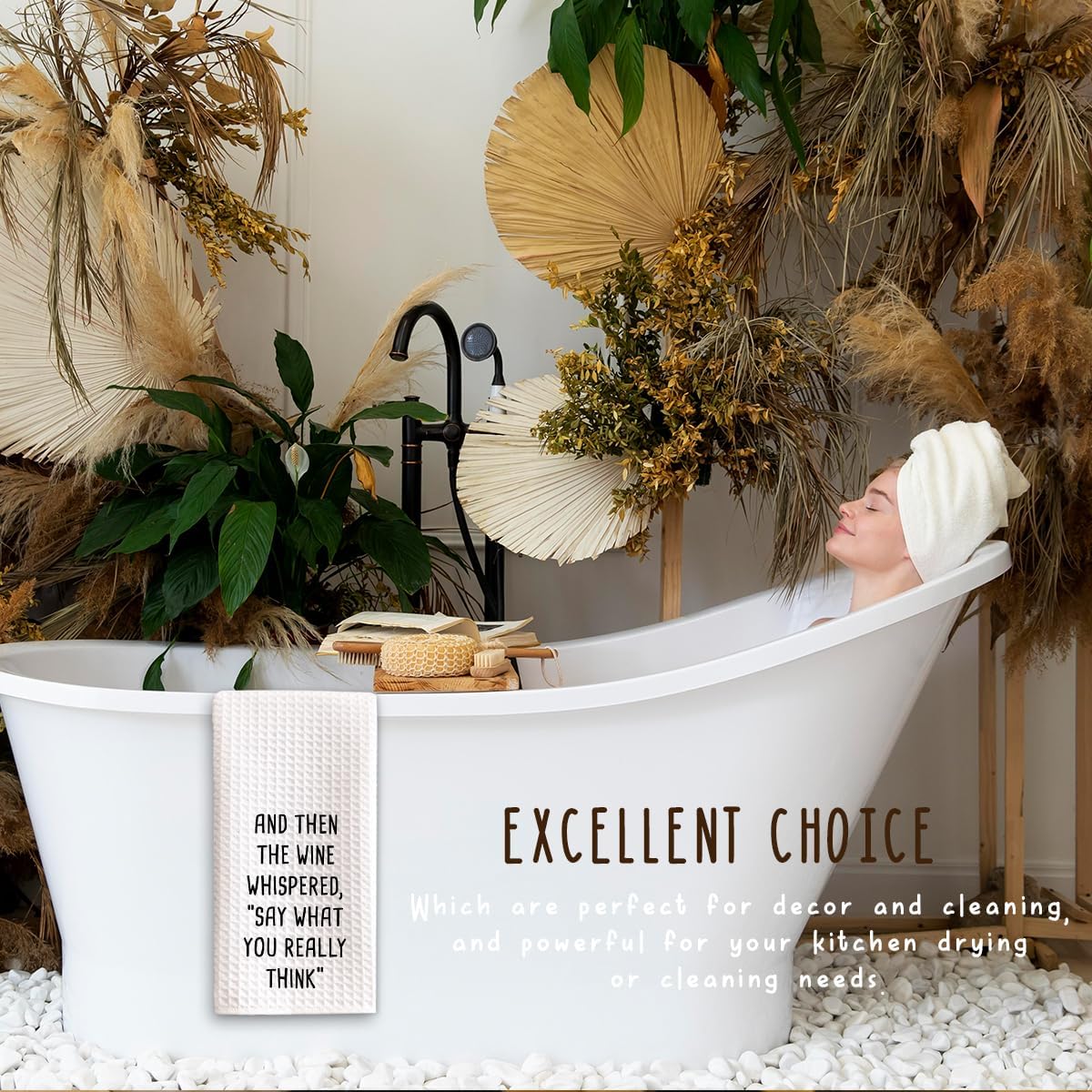 1PCS Funny Wine Lovers Kitchen Towels,Decorative Wine Accessories,Themed Tea & Dish Towels for Women & Men,16x23.5 Inch Absorbent Waffle,Perfect Housewarming,Bridal Shower Gift -01 - Image 5