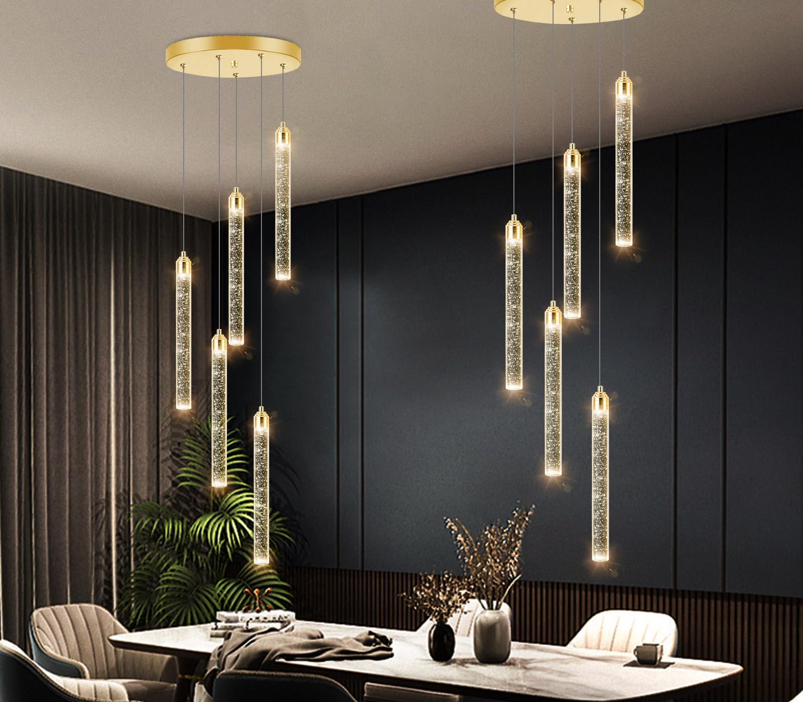 Mini lustre moderne suspendu lumières LED bulle cristal cuisine îlot luminaires or mini pendentif éclairage pour cuisine îlot salle à manger chambre bar dimmable plafonniers suspendus 2700K 6000K