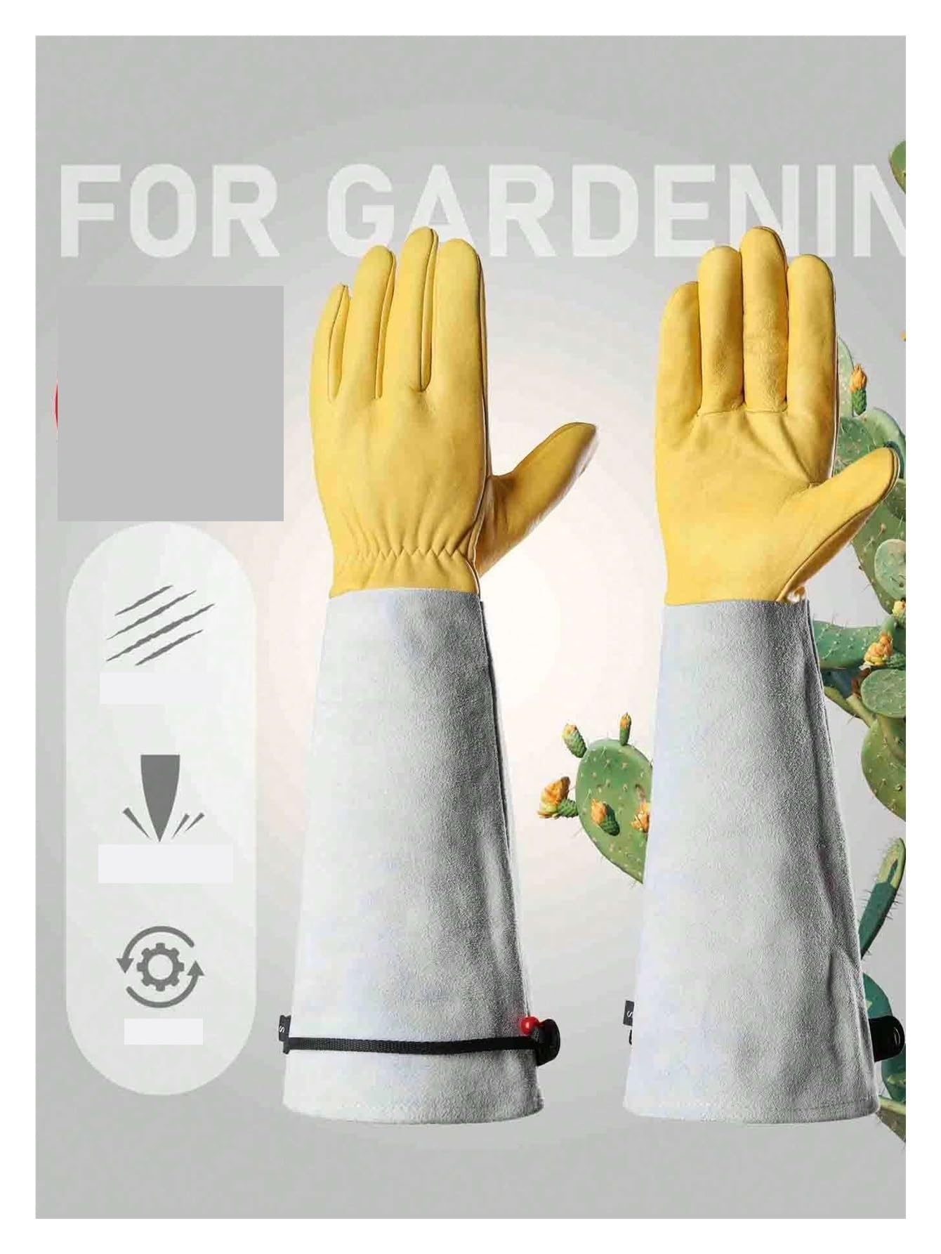 1 paire de gants jardin roses à manchette longue Pour le jardinage