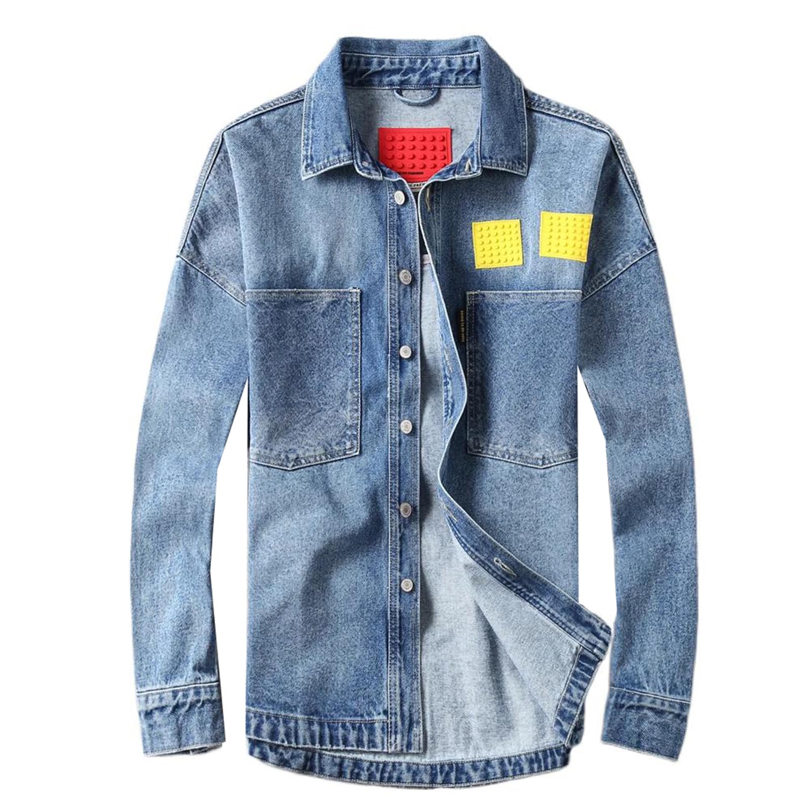 Veste en jean pour homme avec imprimé floral de style asiatique - 6