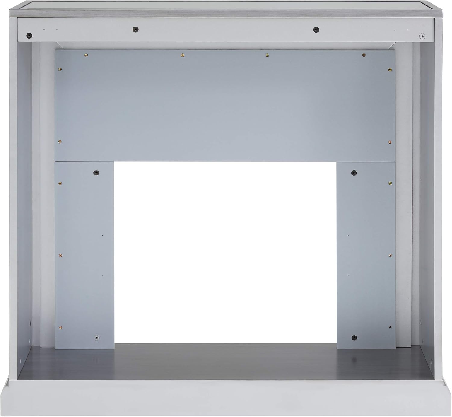 SEI Furniture Trandling Mirrored & Faux Marble Color Changing Electric Fireplace, Antique Silver-White Marble
