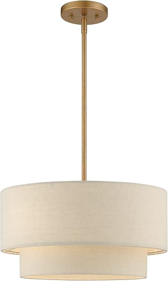 Livex Lighting, 58892-48, Bellingham Collection, 3 Light Antique Gold Leaf Pendant Chandelier