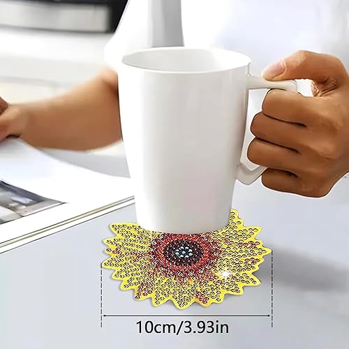 Miniatura 3 de Tzgsonp 10 piezas de posavasos de arte de diamante, kits de posavasos con soporte, posavasos de arte de diamante para principiantes, adultos, niños,