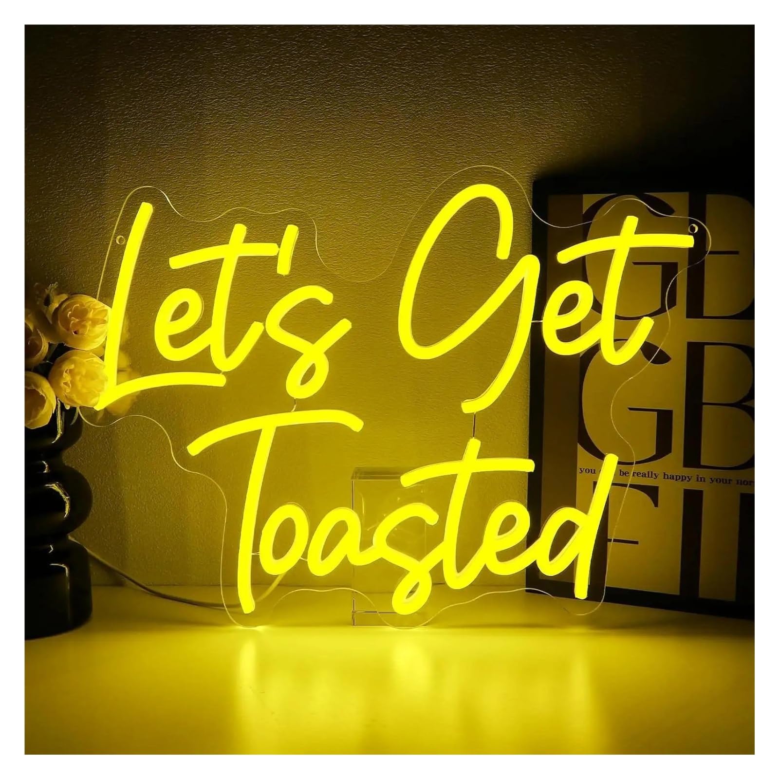 XENITE Hanging Art Neon Signs Let's Get Toasted Neon Sign USB Dimmable Lights for Bedroom Bar Home Club Pub Camp Mountain Party Bachelorette Decoration 14.96x11.31in