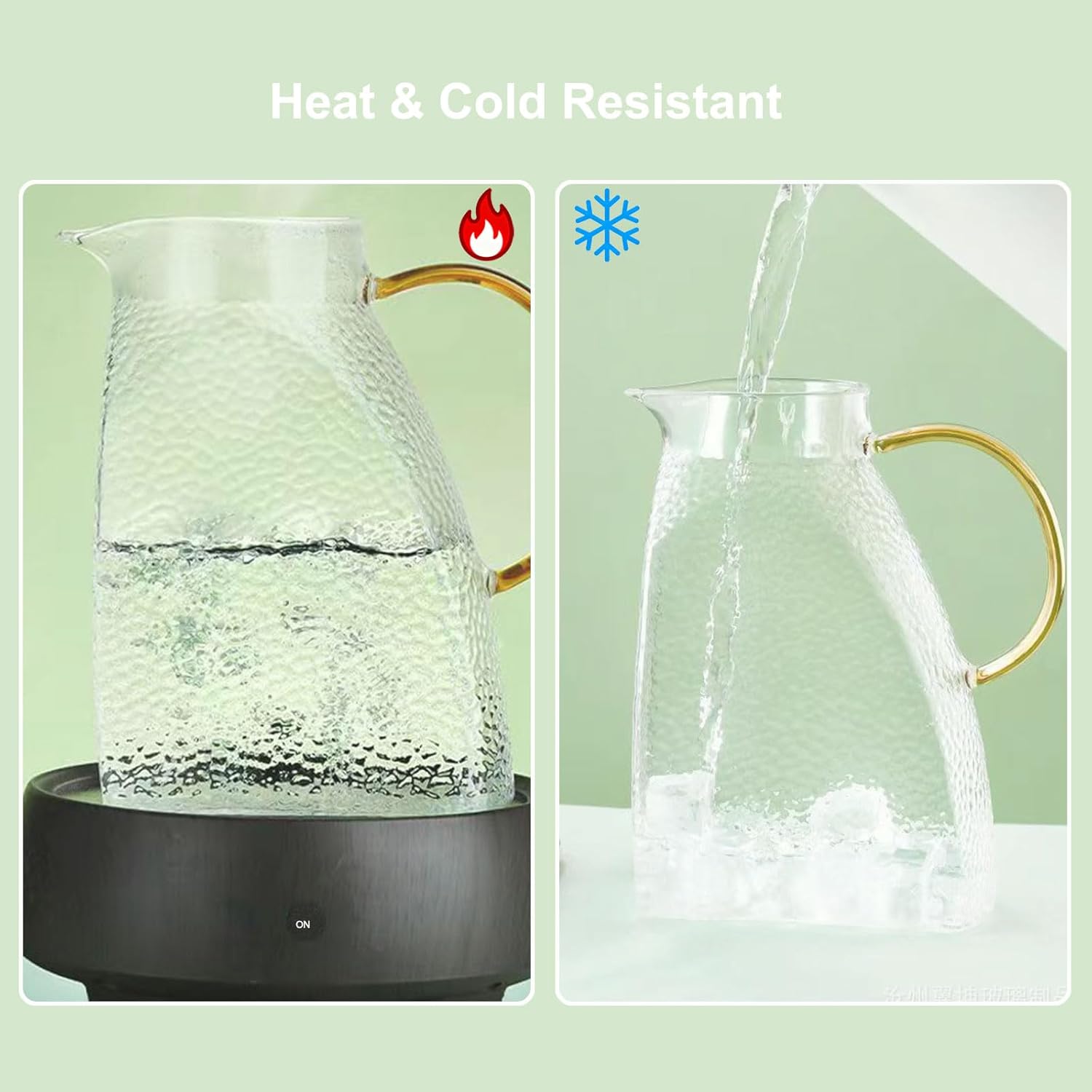 Glass Pitcher with Lid, 1.8 Liter 60 oz Borosilicate Glass Water Pitcher for Fridge Carafe with handle Water Jug for Hot or Cold Beverage Iced Tea Pitchers Juice Cold Brew Milk - Image 4