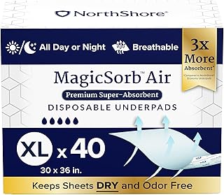 MagicSorb Air, 30 x 36, 60 oz., Super-Absorbent Disposable Underpads, X-Large, Case/40 (4/10s)