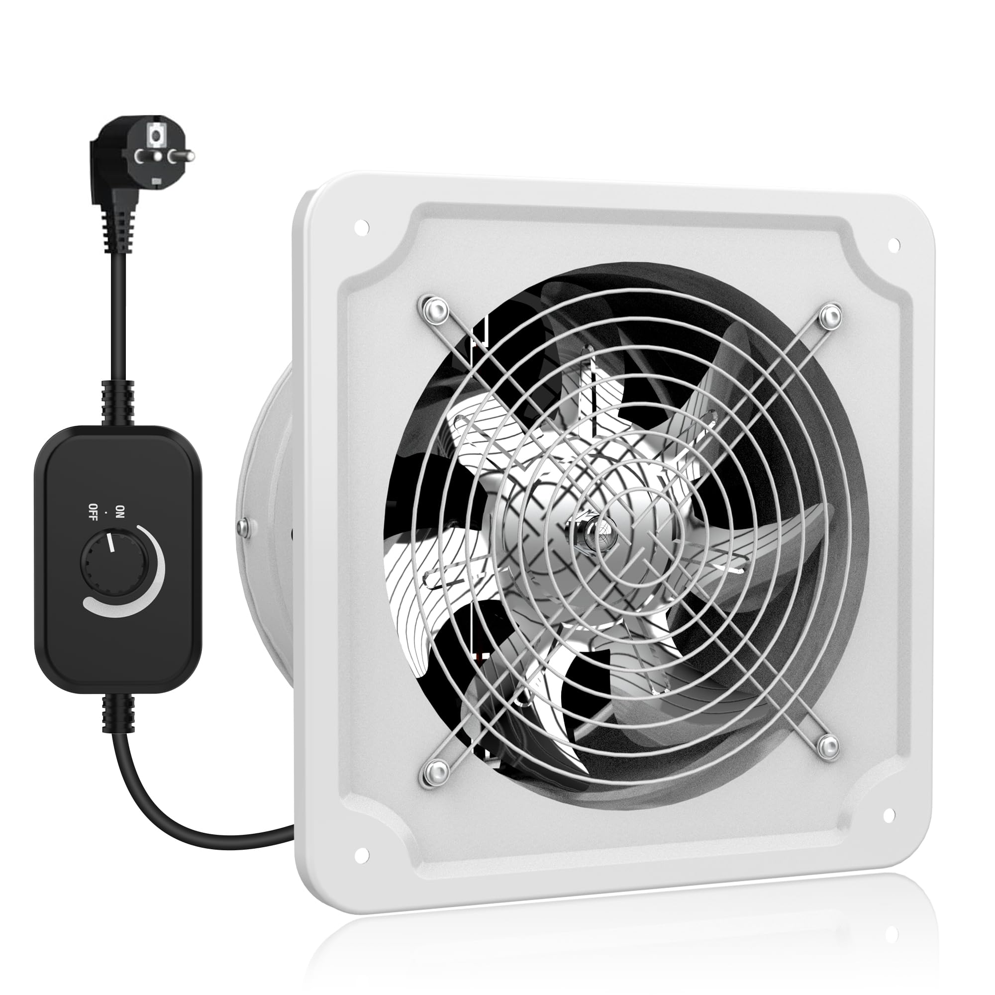 Aygrochy 150mm Regelbar Abluftventilator, DC motor Badlüfter Leiser 527m³/h,Industrielle Wandventilator mit Rücklaufklappe für Gewächshäuser Badezimmer Küche Garage Loft,Weiß.