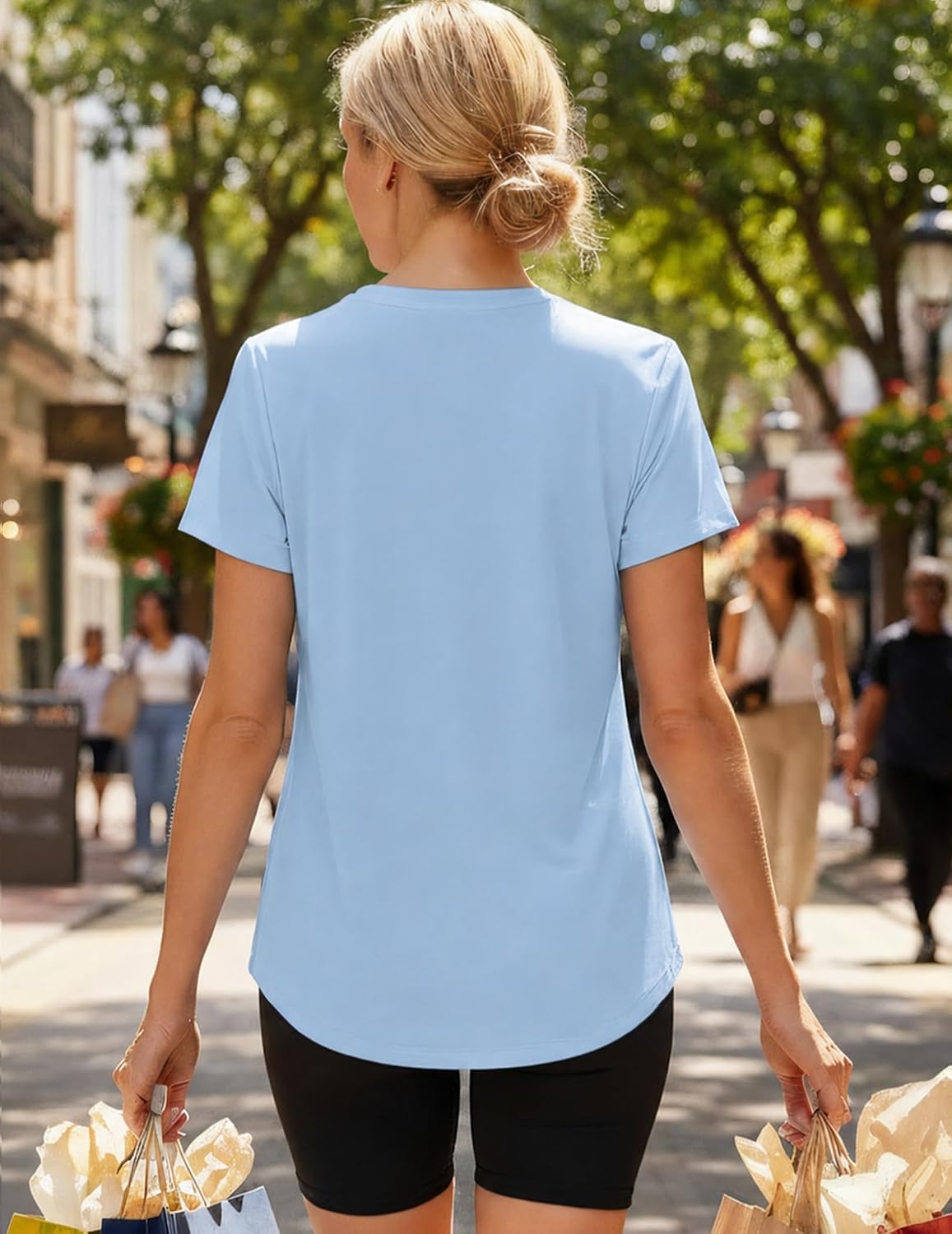 Women's Loose Fit Crew Neck Workout T-Shirt - Moisture Wicking Athletic Top — view 4