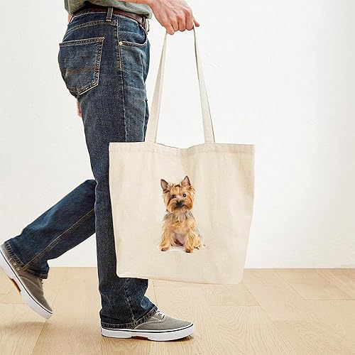 Miniatura 4 de CafePress Yorkie - Bolsa de lona para compras, Caqui, Bolso tote Yorkie