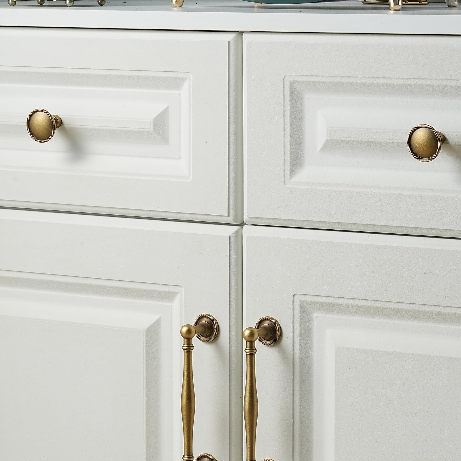 SNBTLA Solid-Brass Drawer Cabinet Knobs - 5 Pack Brushed Gold Handles Hardware For Dresser Kitchen Bedroom Bathroom - View #2