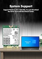Vista 6 de Tarjeta WiFi 6E Intel AX210 NGW Bluetooth 5.3 Adaptador de Red Tri-Band 5400Mbps para Laptop Soporte Windows 10/11 (64bit) M.2/NGFF